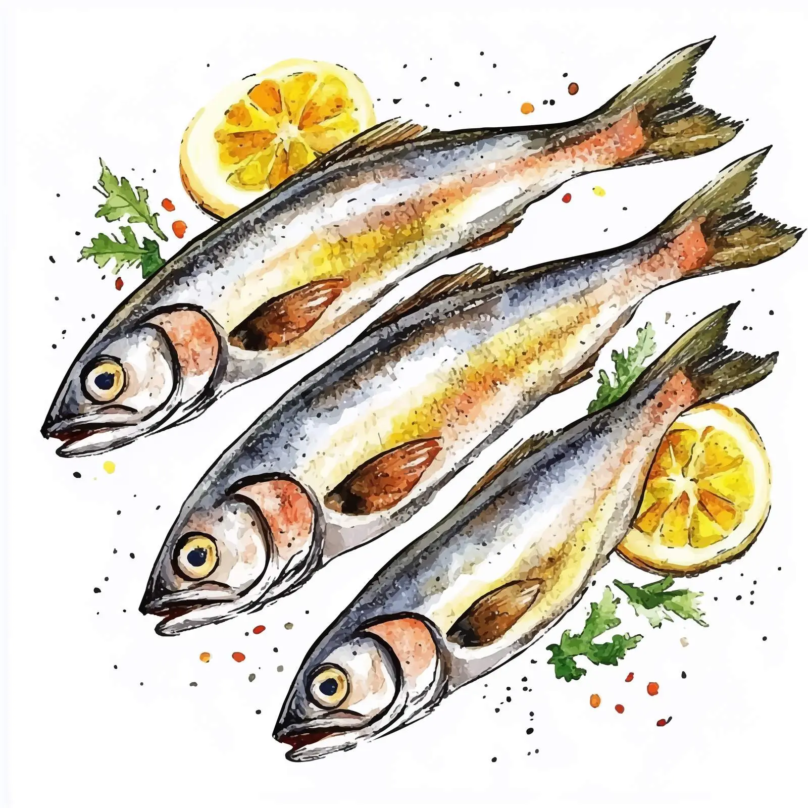 Hand-Drawn Dutch Herring Watercolor — free download from Dotvec