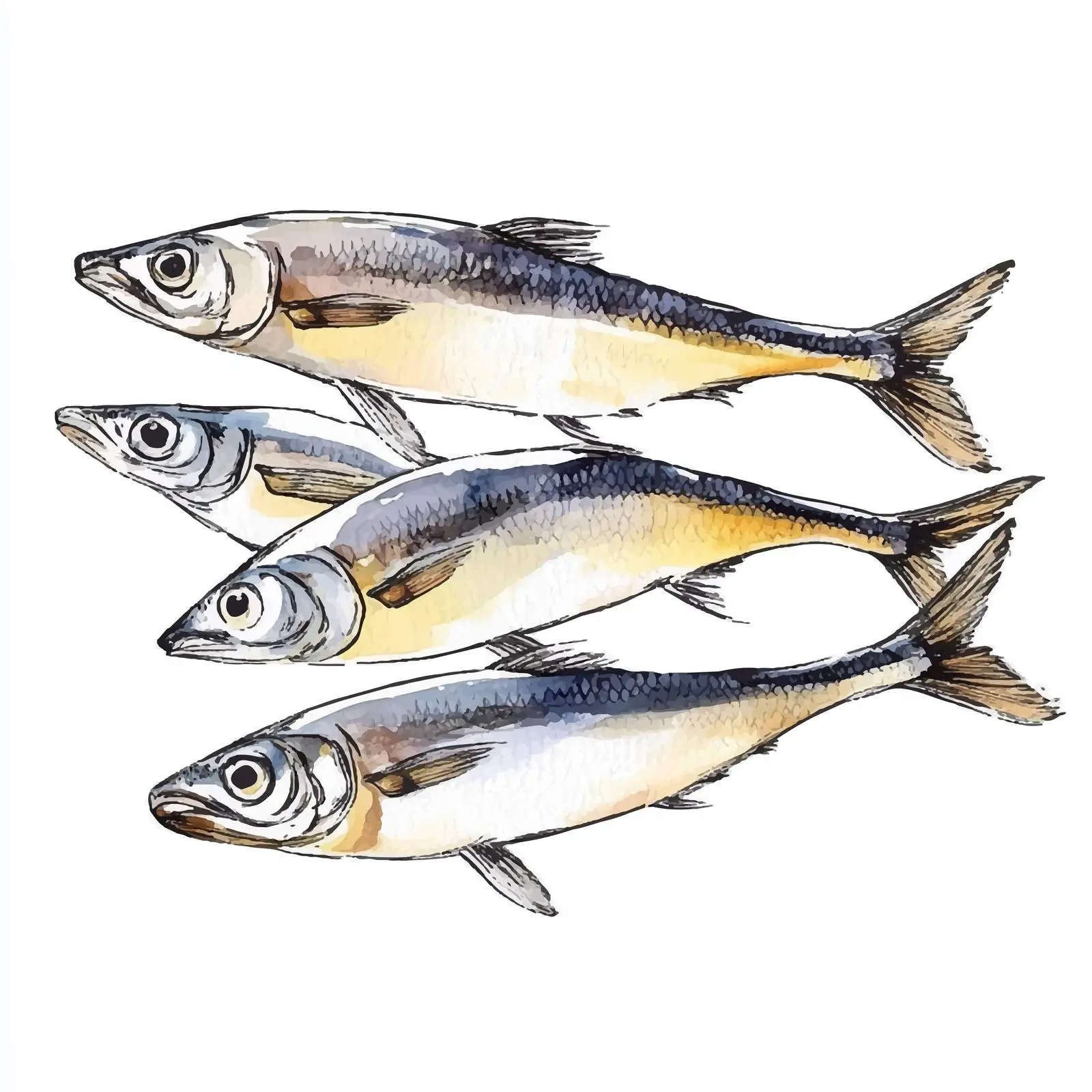 Watercolor Dutch Herring Sketch – free fresh fish image from Dotvec