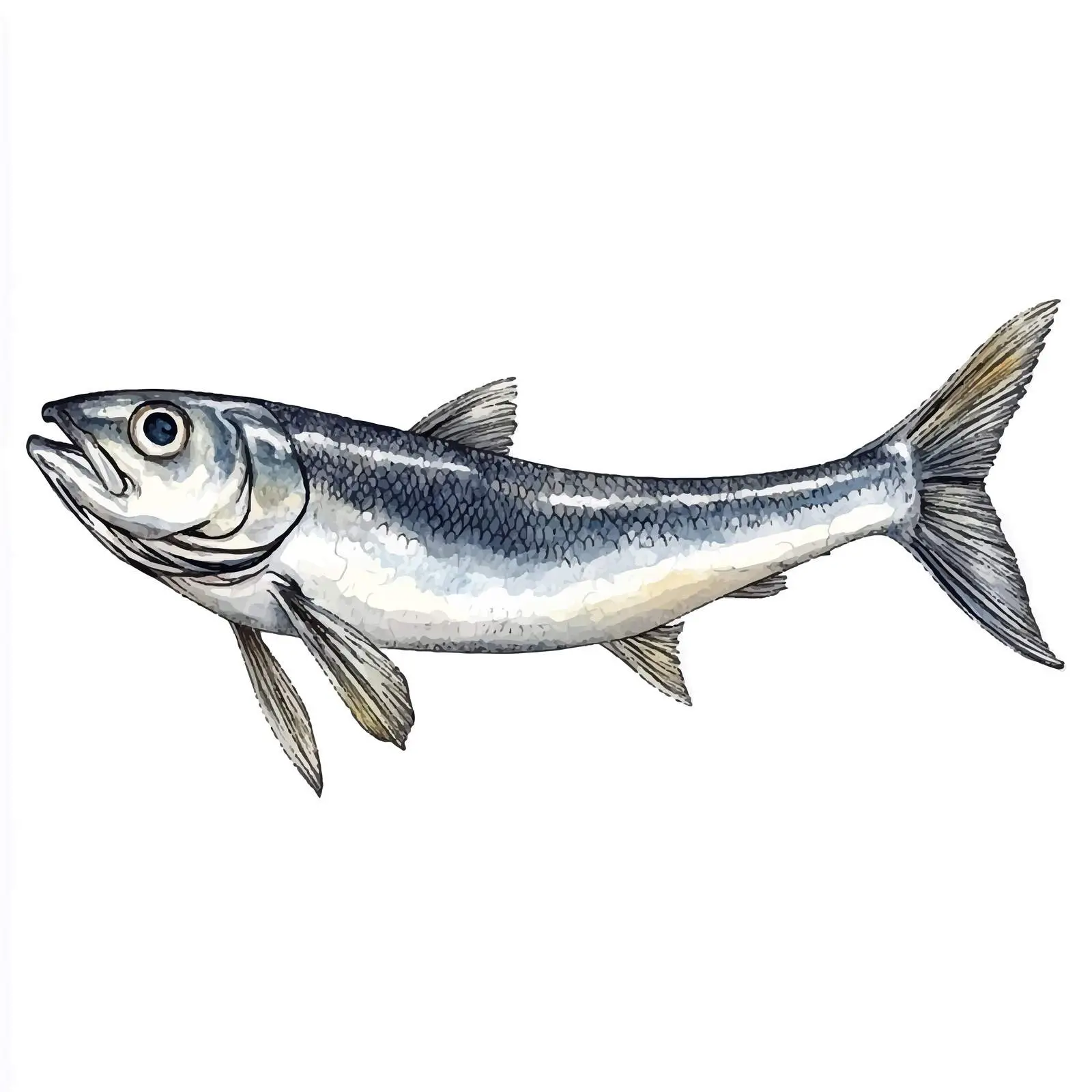 Hand-Drawn Dutch Herring Watercolor — free download from Dotvec