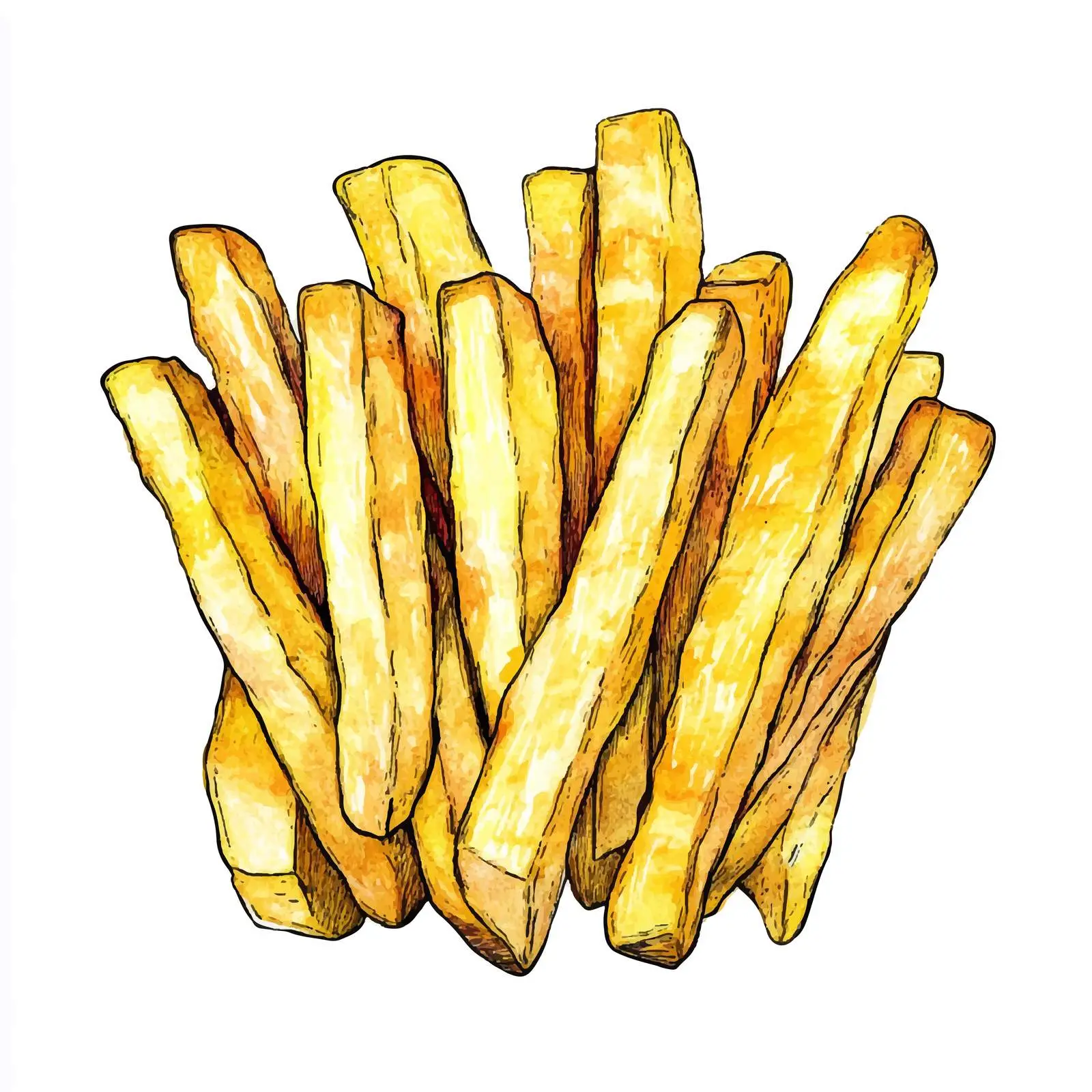 Hand-Drawn Dutch Patat Fries Sketch — free download from Dotvec