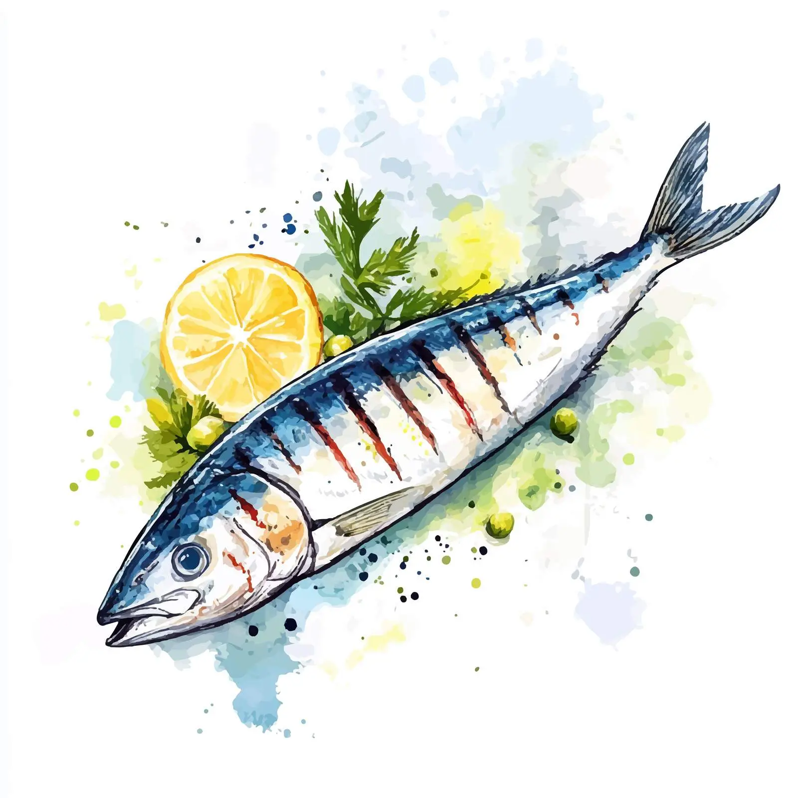 Colorful Hand-Drawn Fish Steak Illustration — free download from Dotvec