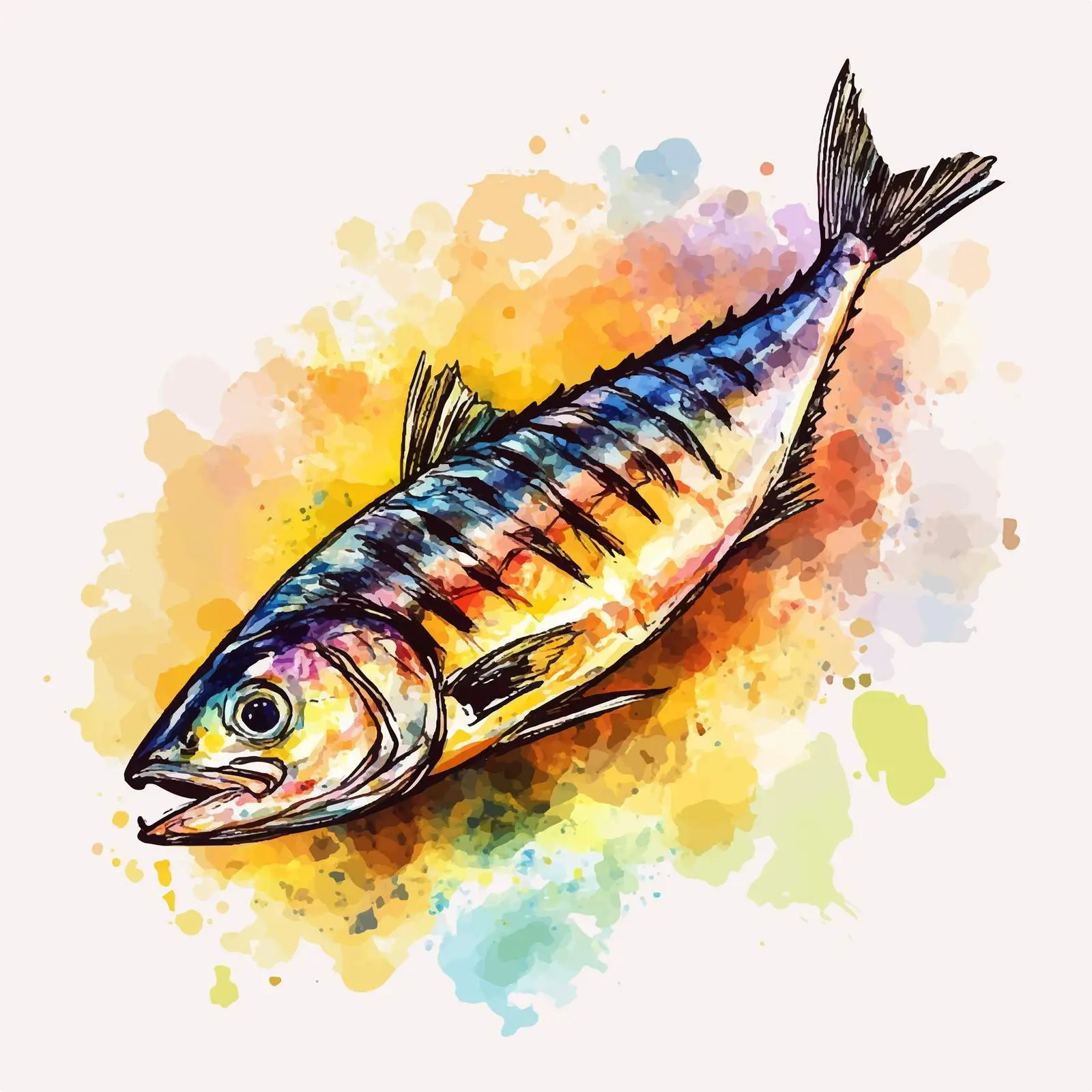 Colorful Hand-Drawn Fish Steak Illustration — free download from Dotvec