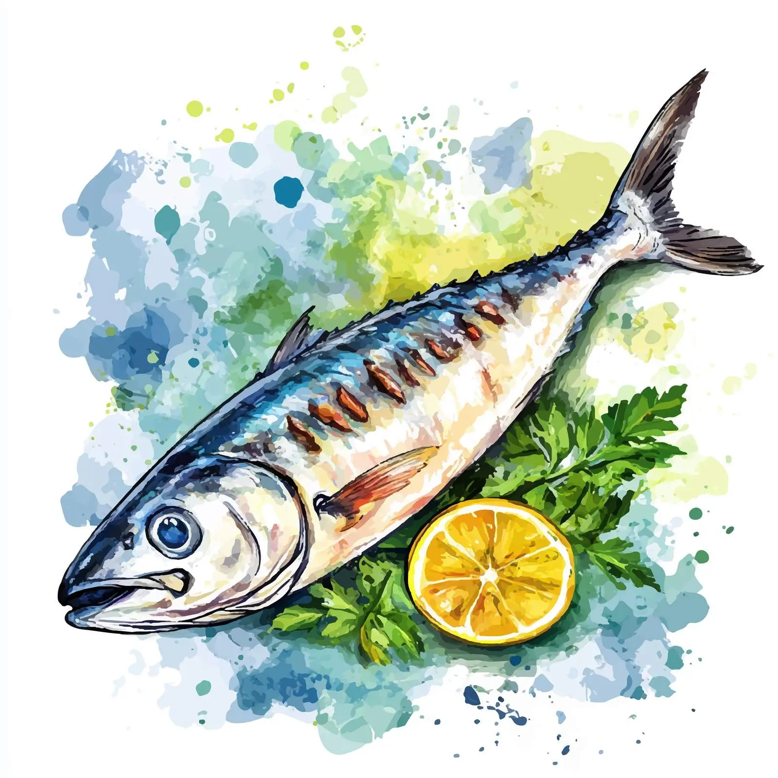 Colorful Hand-Drawn Fish Steak Sketch — free download from Dotvec