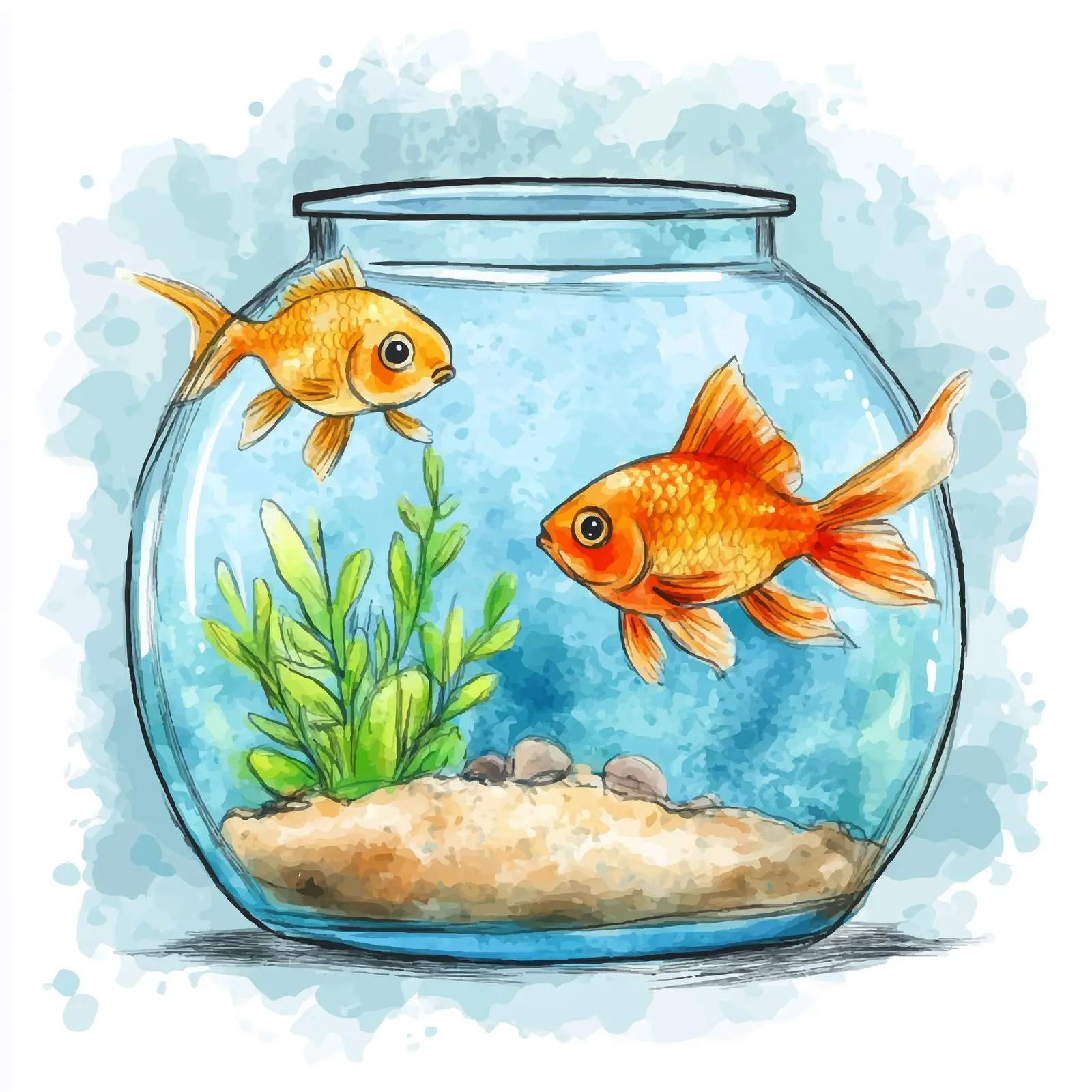 Colorful Hand-Drawn Fish Tank Sketch — free download from Dotvec
