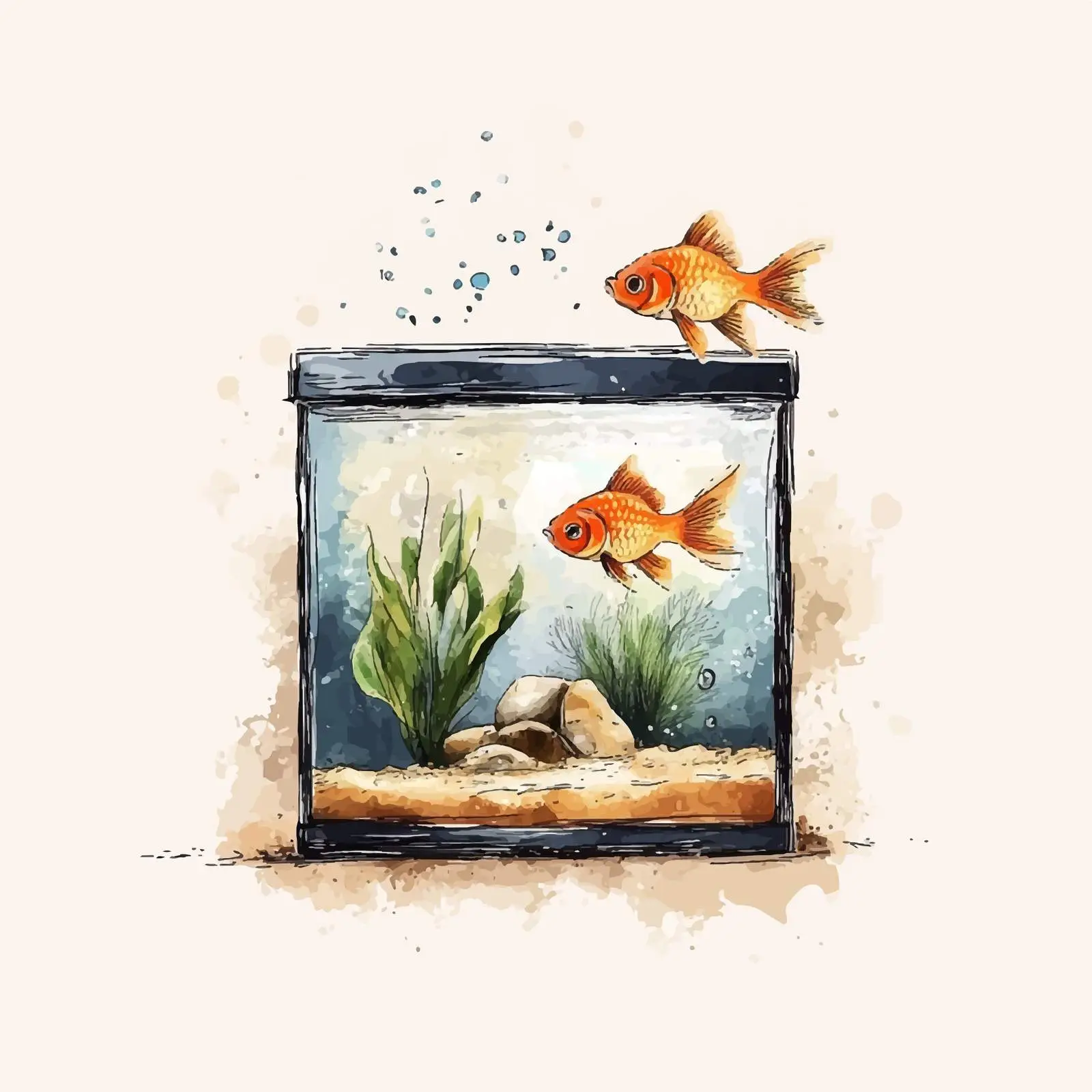 Colorful Hand-Drawn Fish Tank Sketch — free download from Dotvec