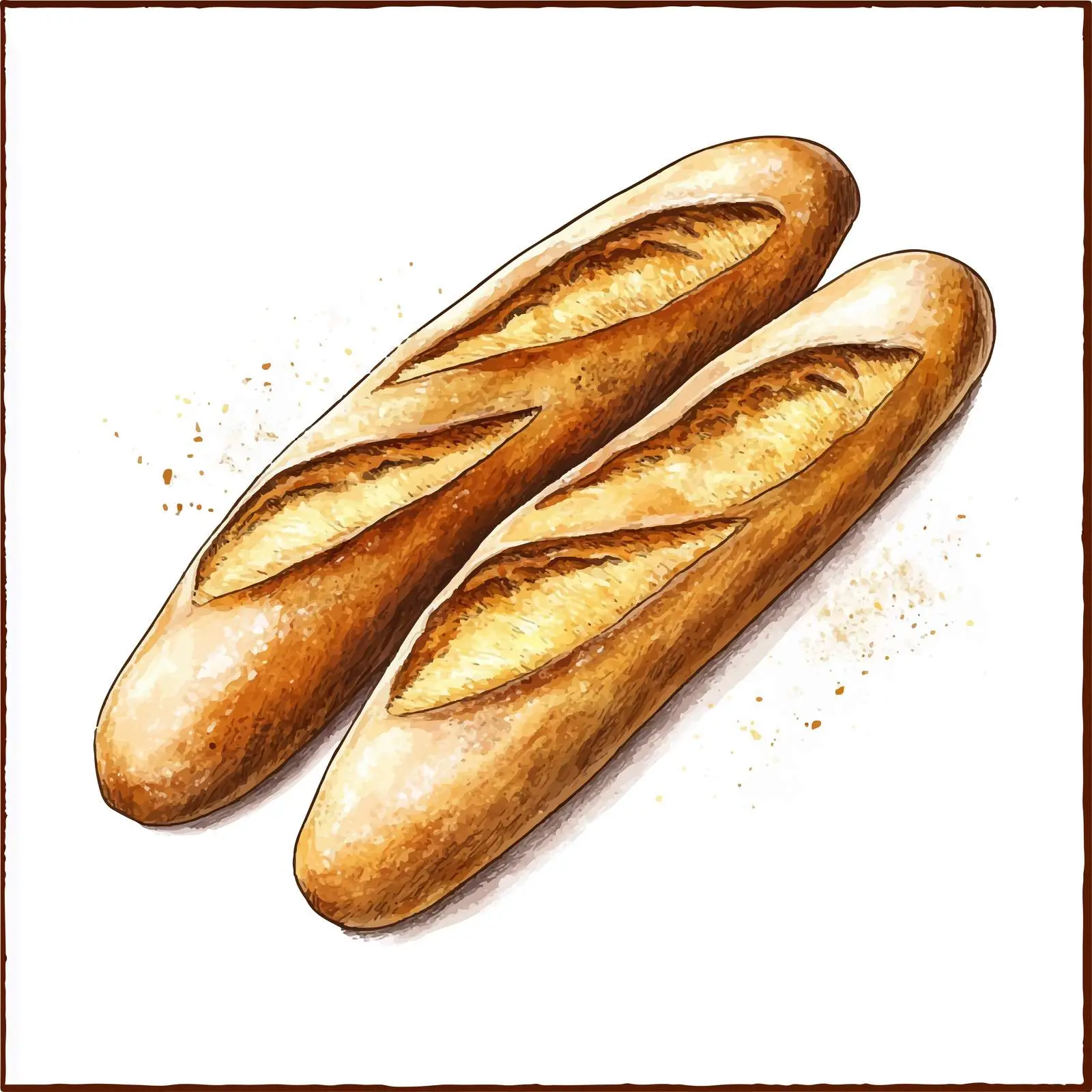 Hand-Drawn French Baguette Watercolor — free download from Dotvec