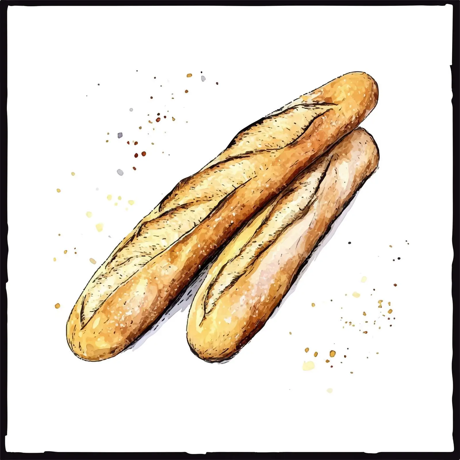 Colorful Hand-Drawn French Baguette Sketch — free download from Dotvec