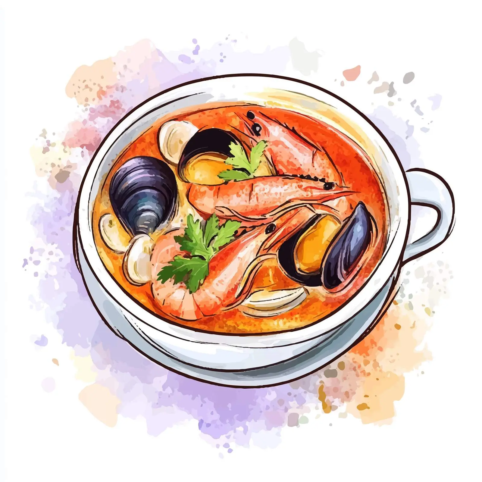 Hand-Drawn French Bouillabaisse Sketch – free bouillabaisse image from Dotvec