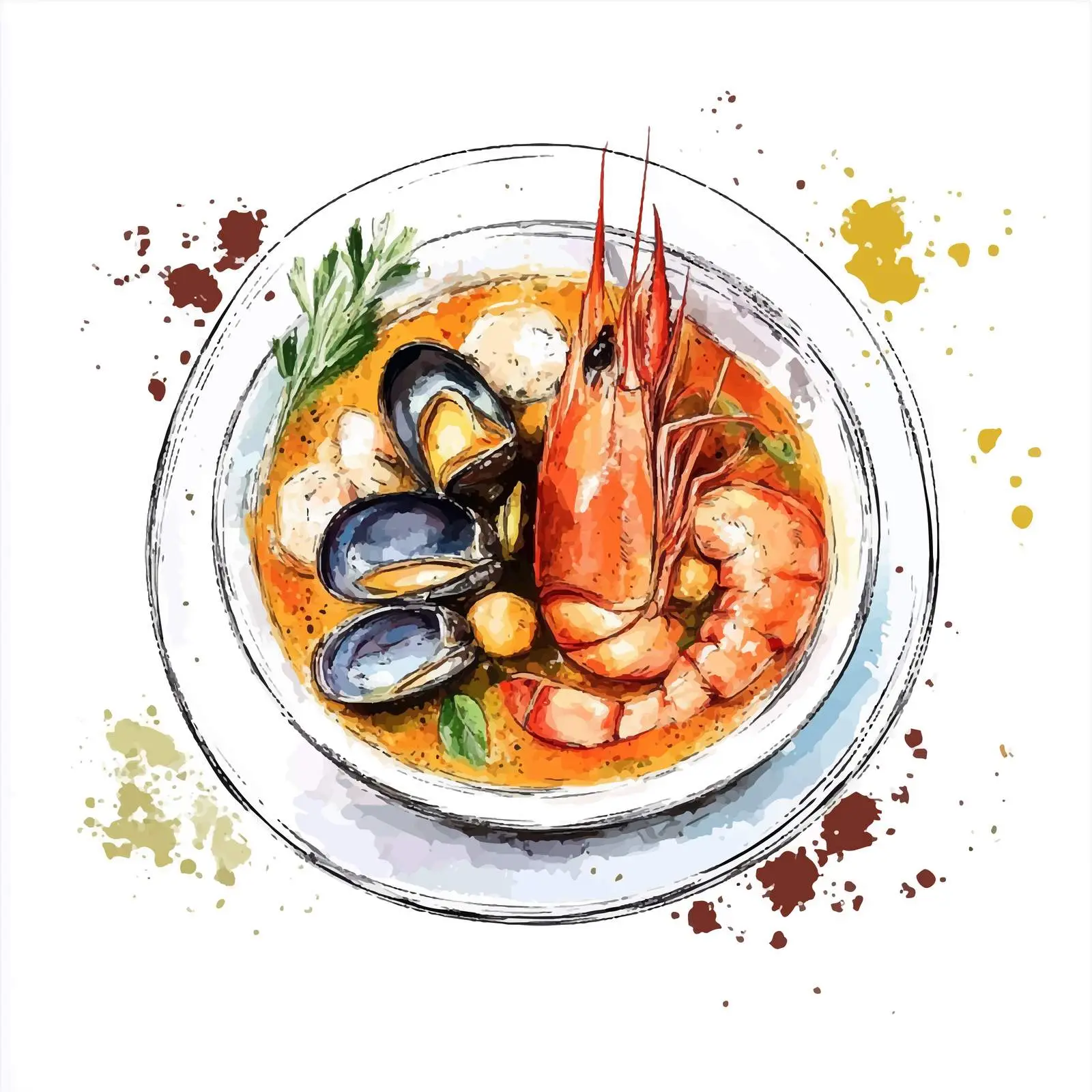 Hand-Drawn French Bouillabaisse Illustration — free download from Dotvec
