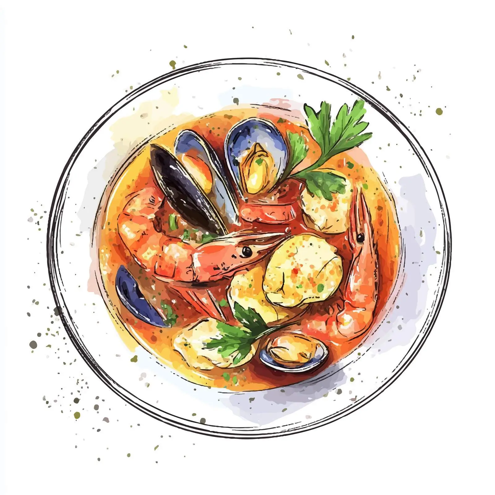 Colorful Hand-Drawn French Bouillabaisse — free download from Dotvec