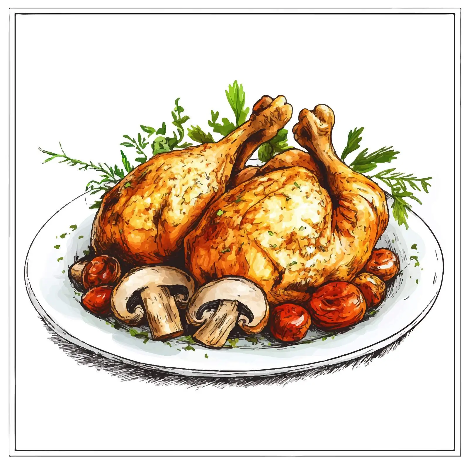 Chic French Julienne Watercolor Sketch — free download from Dotvec