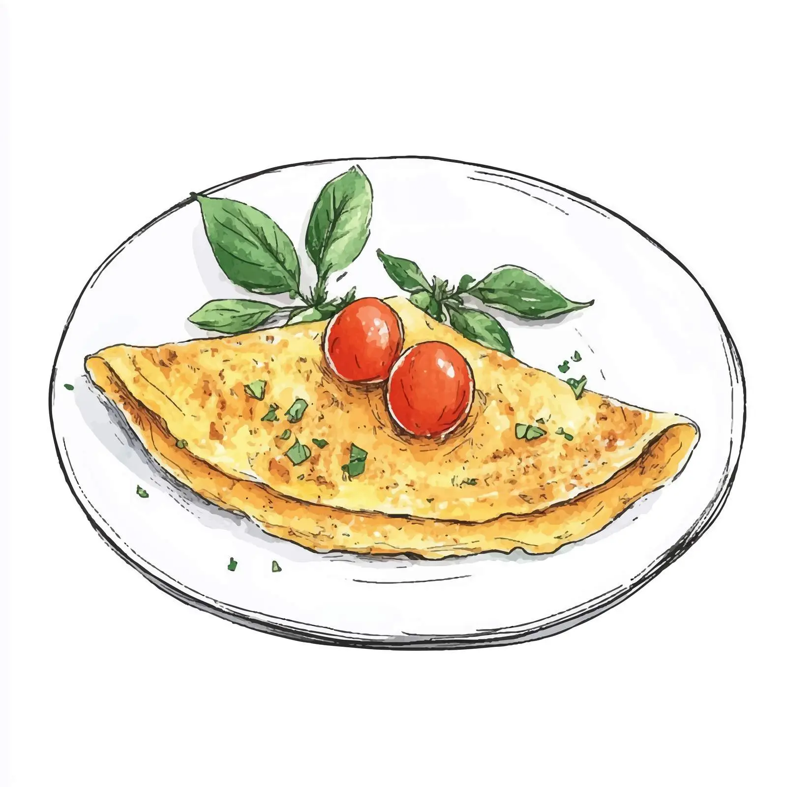 Colorful Hand-Drawn French Omelette Sketch — free download from Dotvec