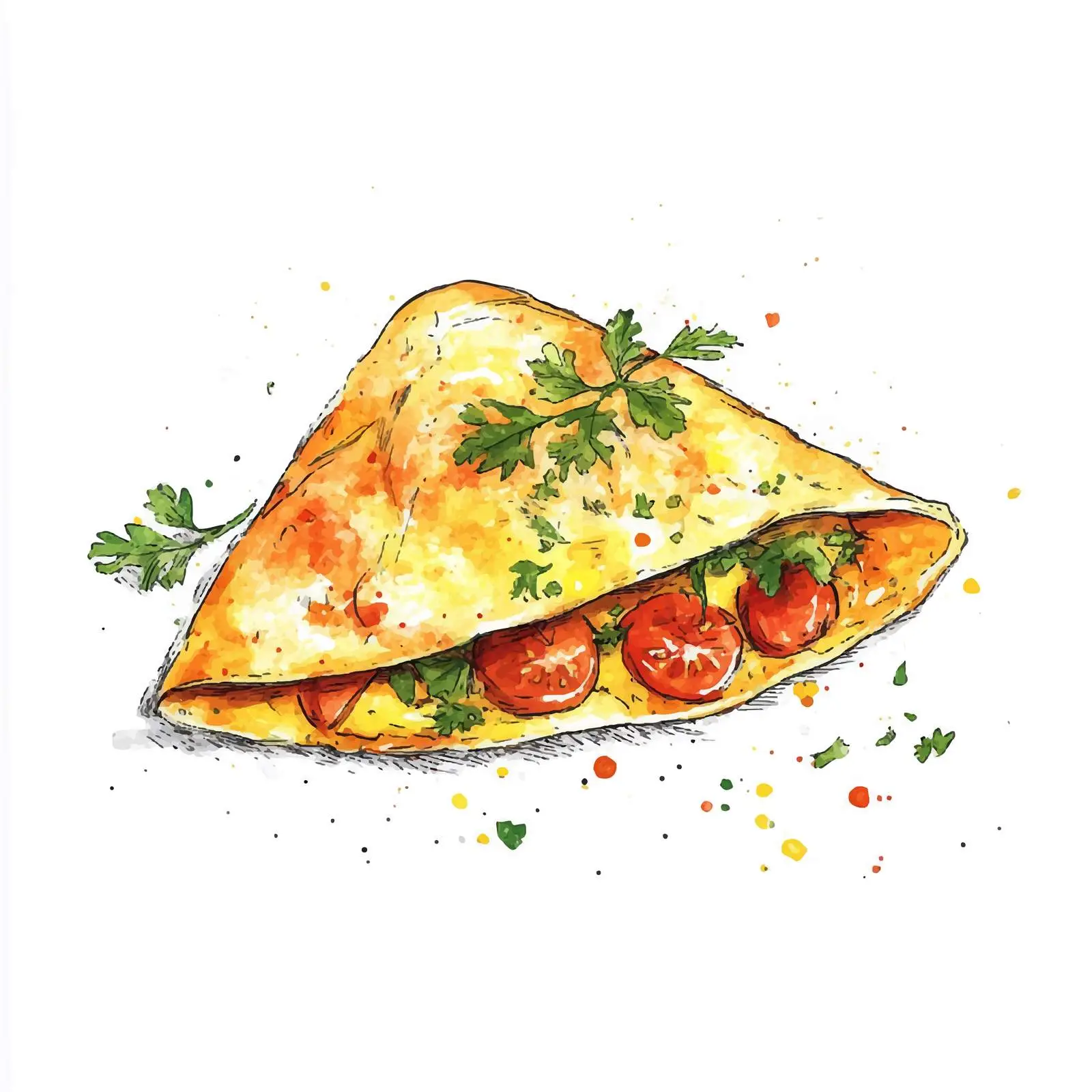 Hand-Drawn French Omelette Watercolor Art — free download from Dotvec