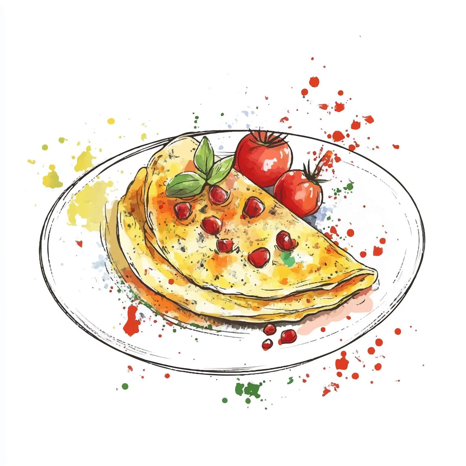 Hand Drawn French Omelette Watercolor — free download from Dotvec