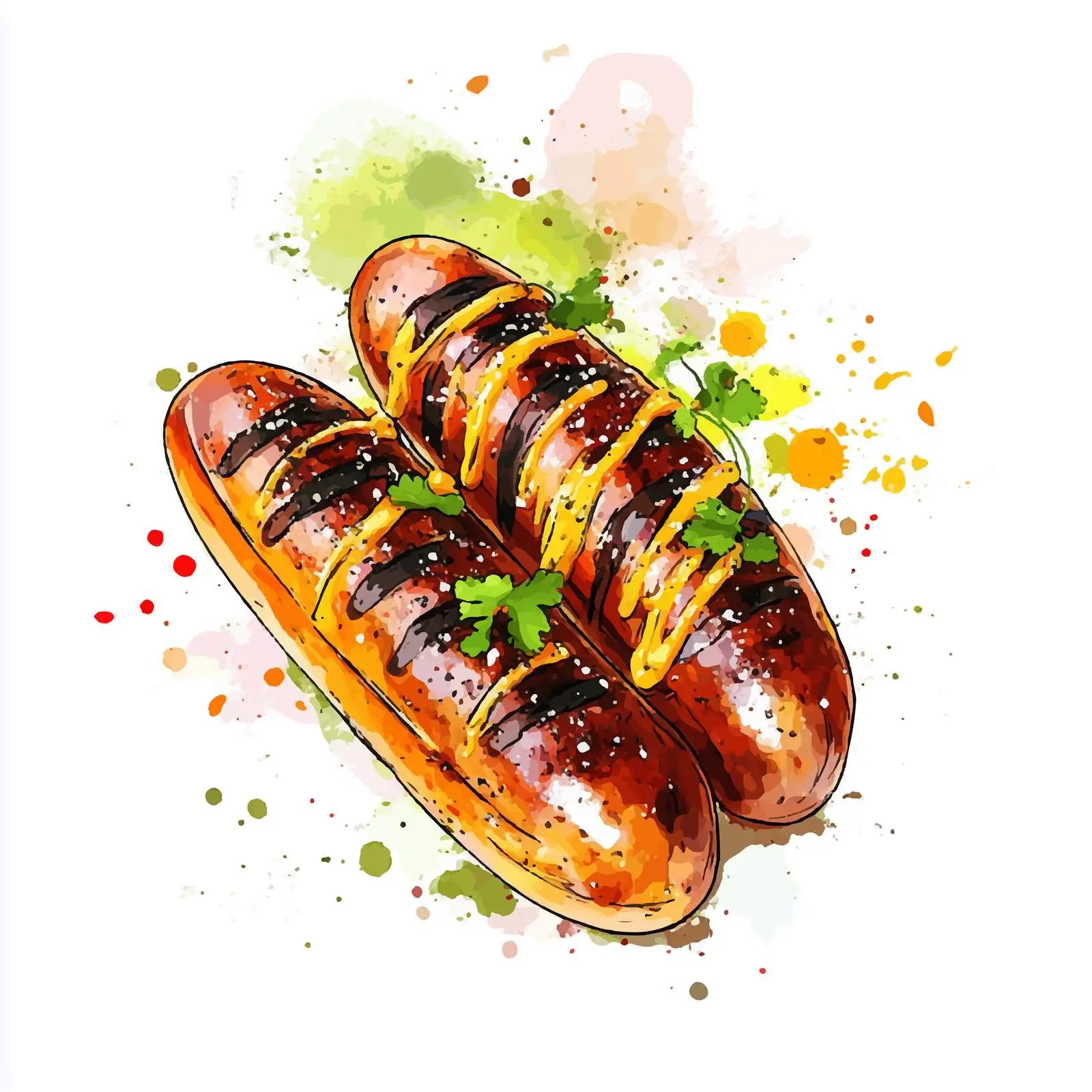 Colorful Hand-Drawn German Currywurst — free download from Dotvec