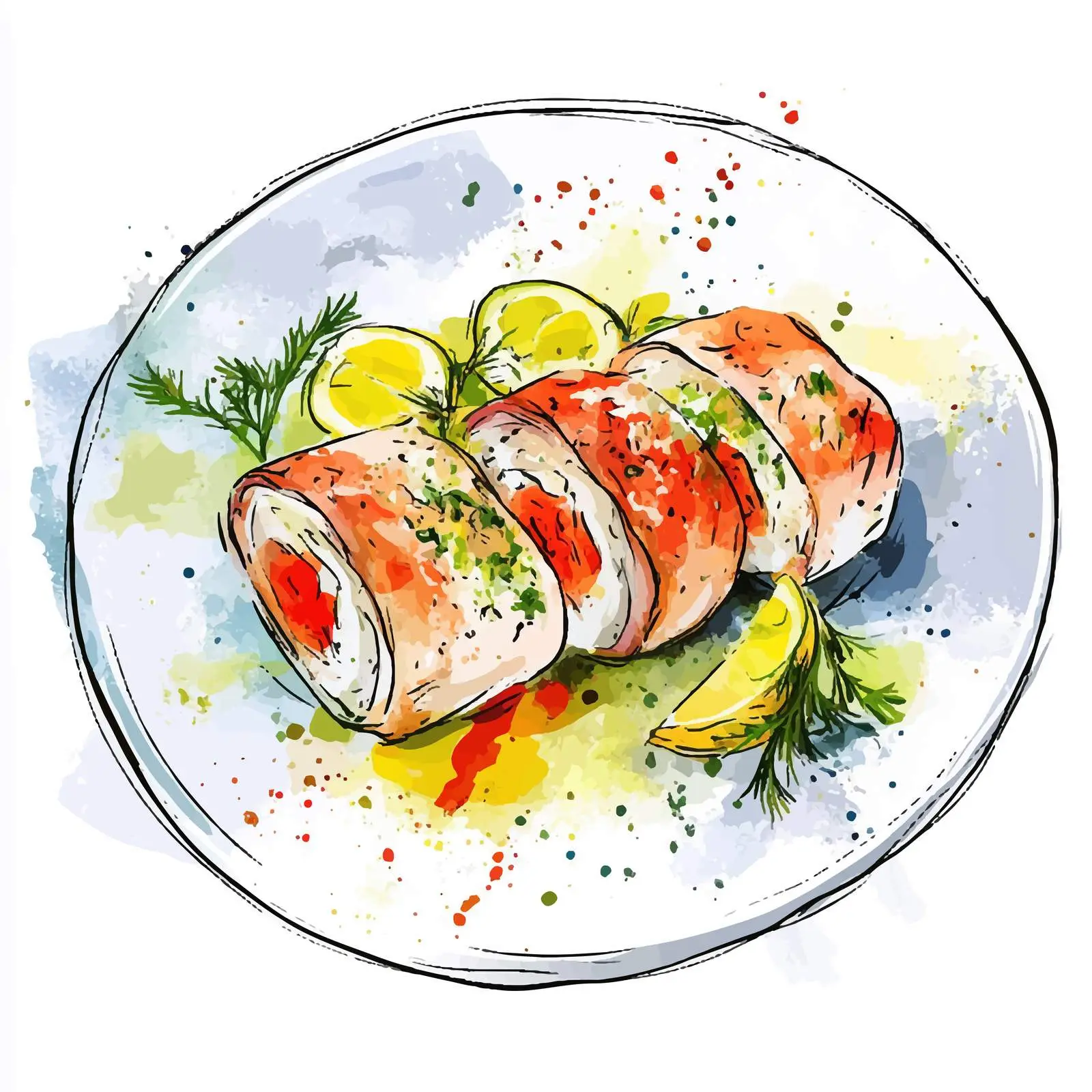 Hand-Drawn German Rollmops Watercolor — free download from Dotvec