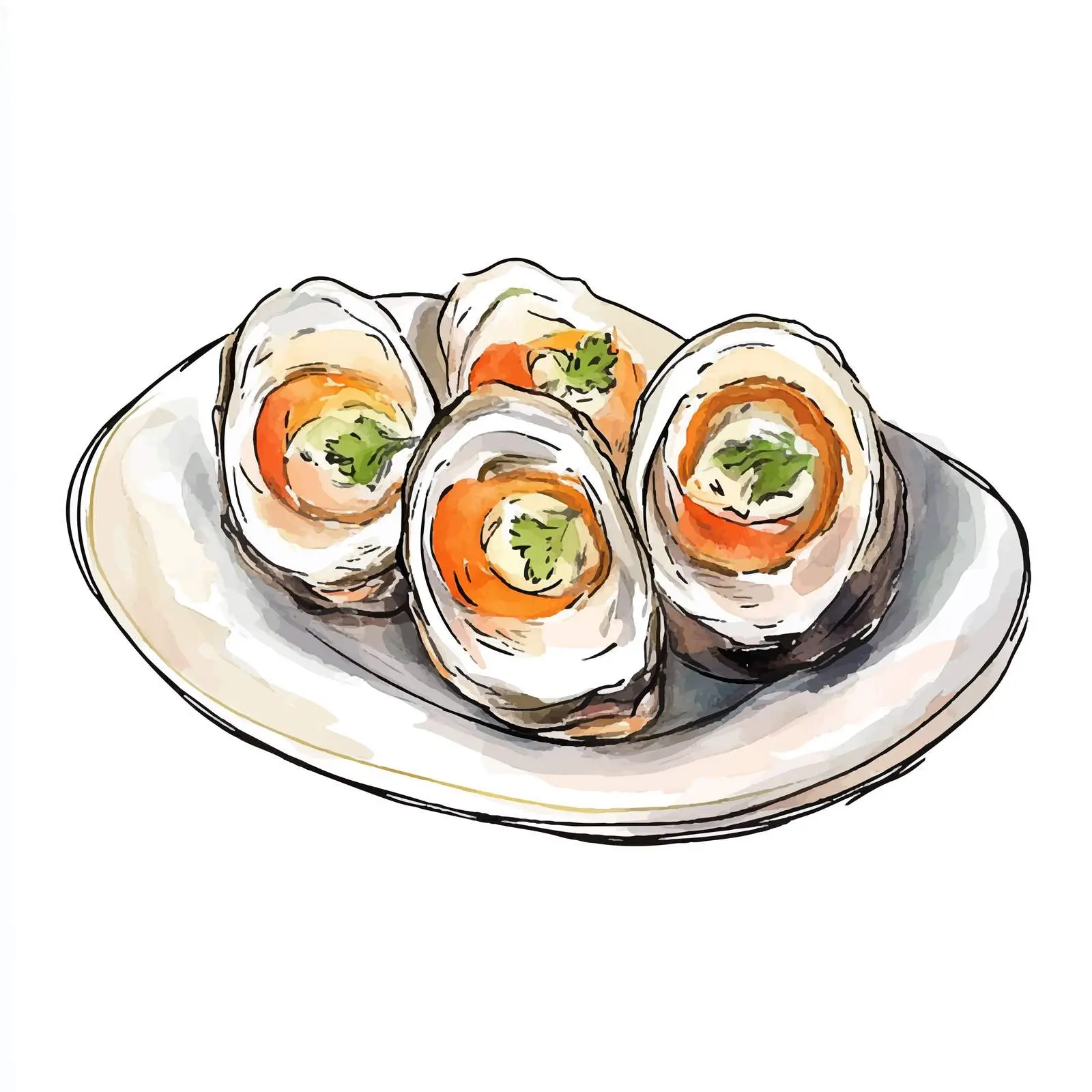 Watercolor Hand-Drawn German Rollmops — free download from Dotvec