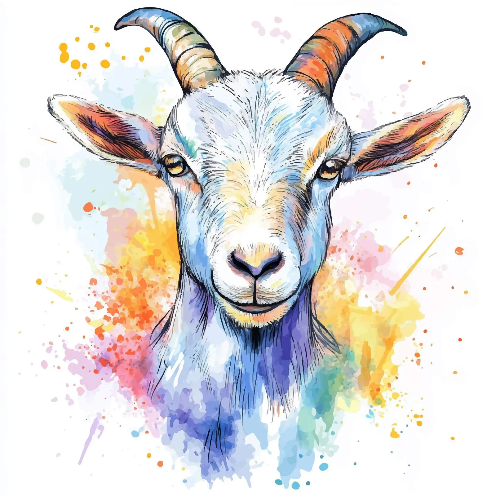 Watercolor Goat Sketch on White Background — free download from Dotvec