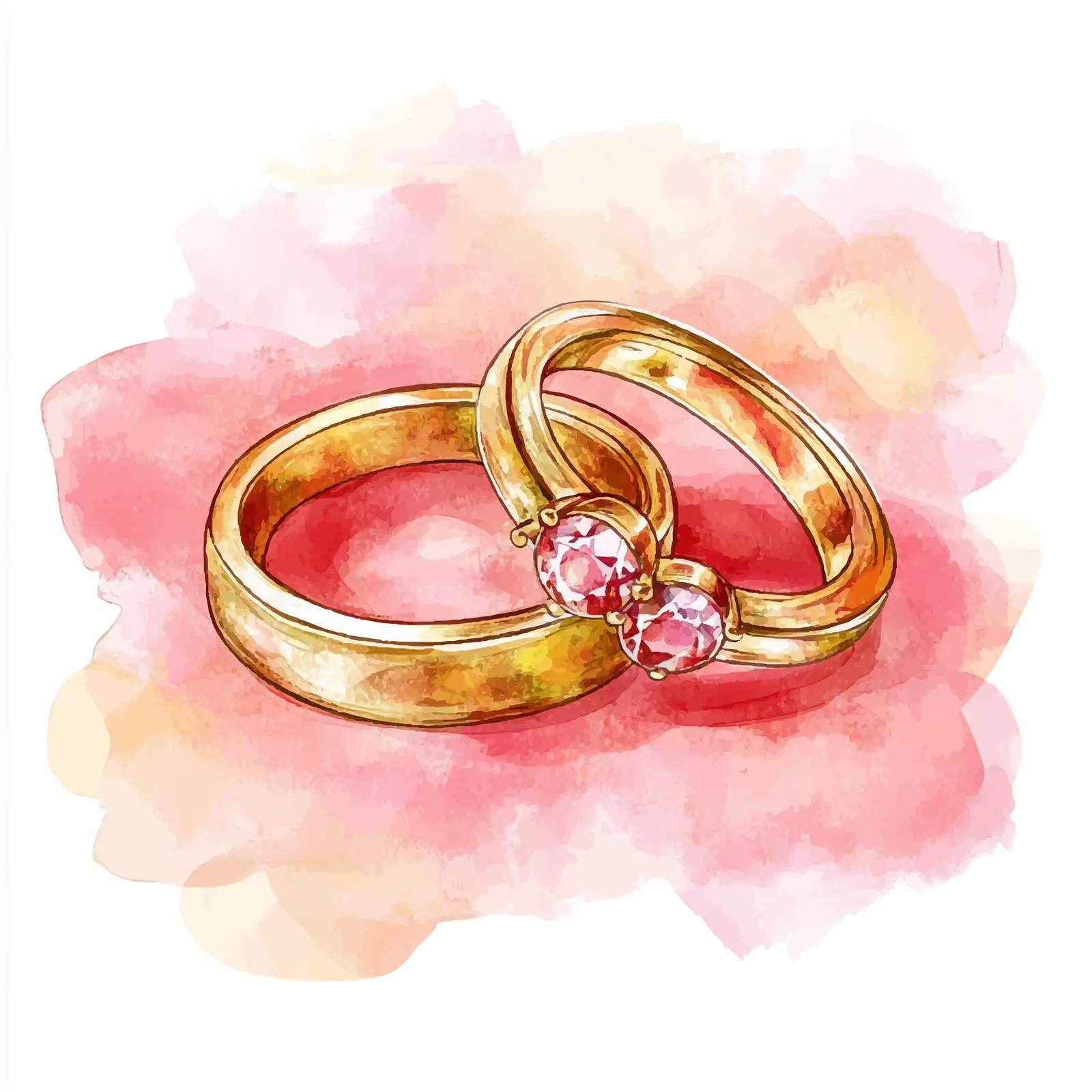 Colorful Hand-Drawn Gold Engagement Ring — free download from Dotvec