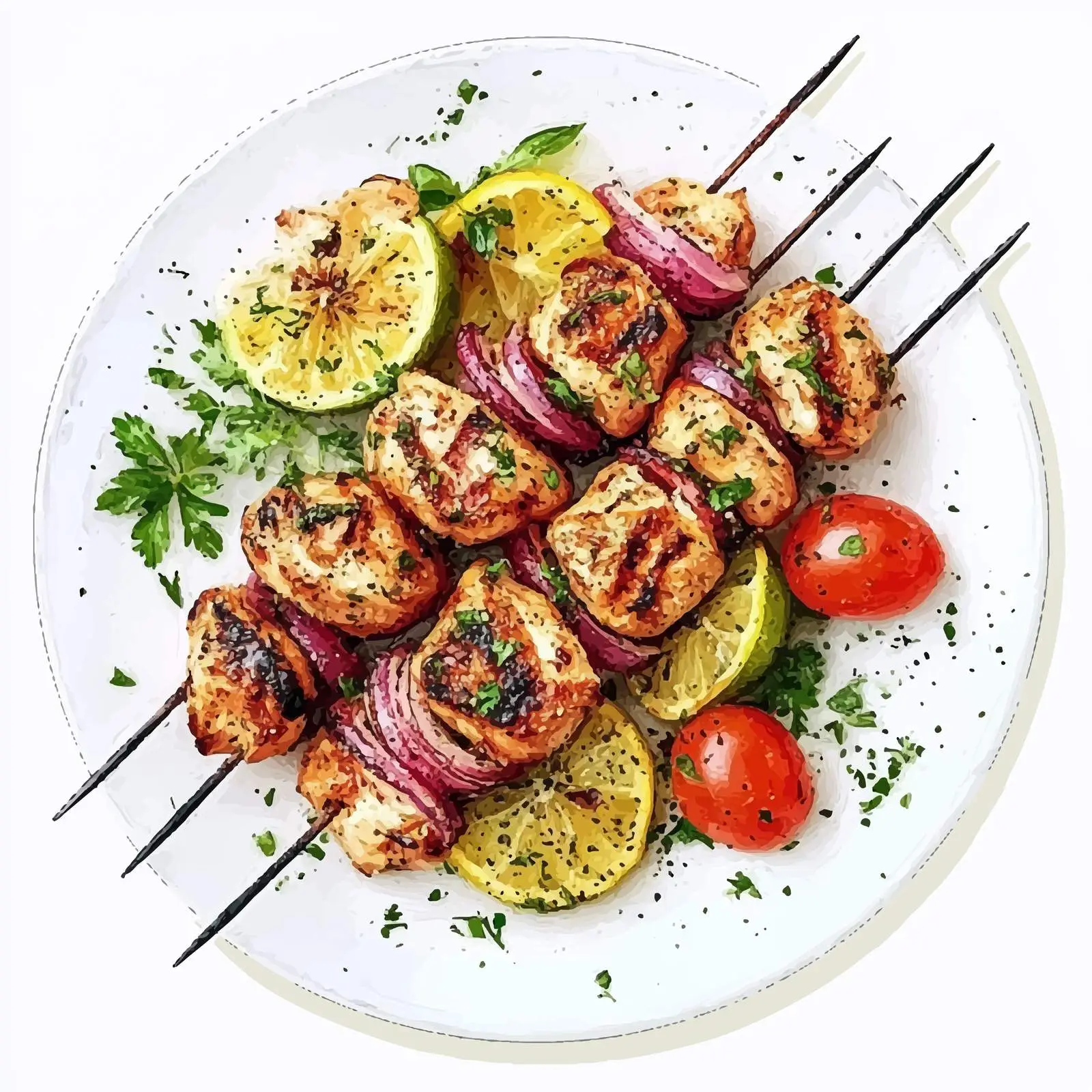 Hand-Drawn Greek Chicken Souvla Illustration — free download from Dotvec