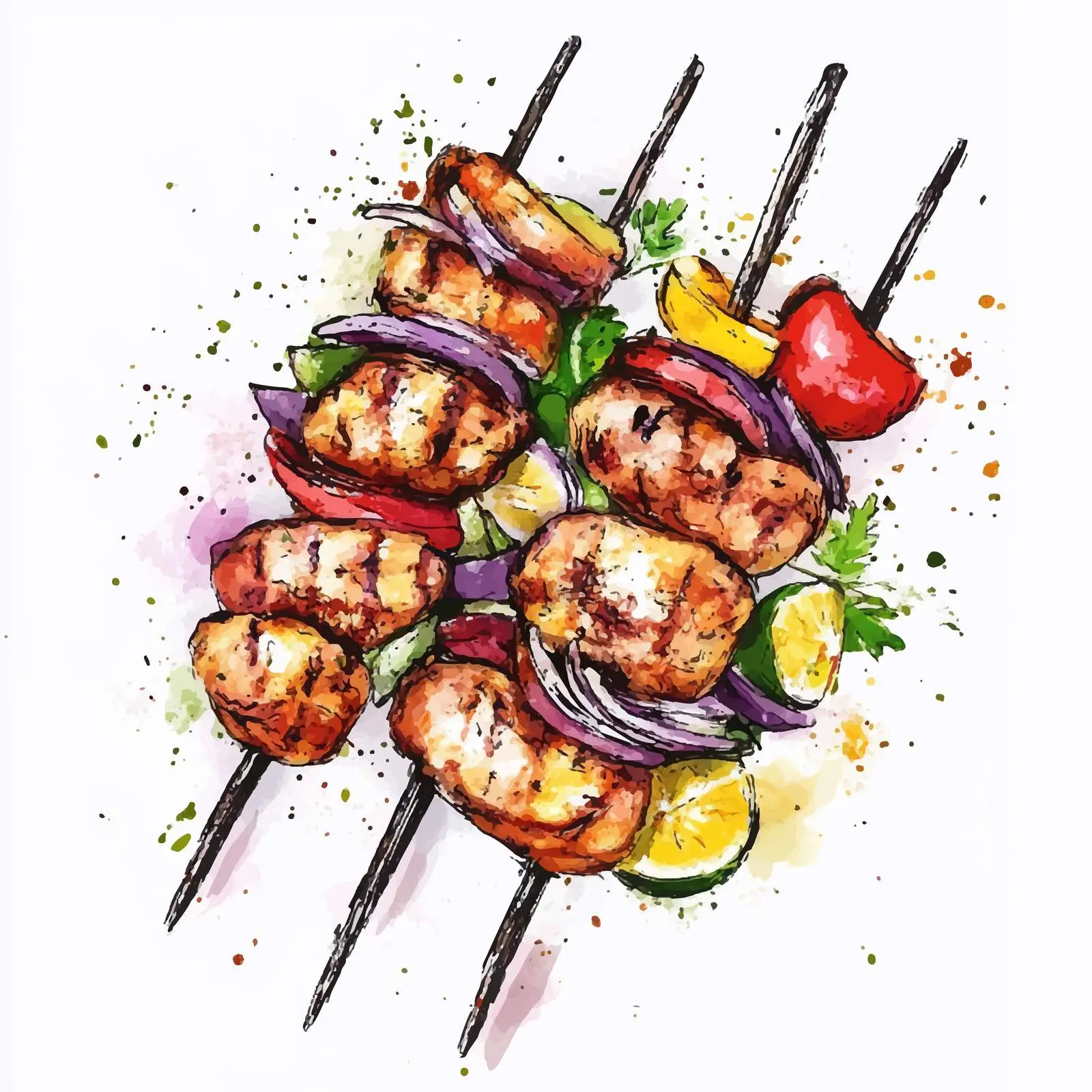 Hand-Drawn Greek Chicken Souvla — free download from Dotvec