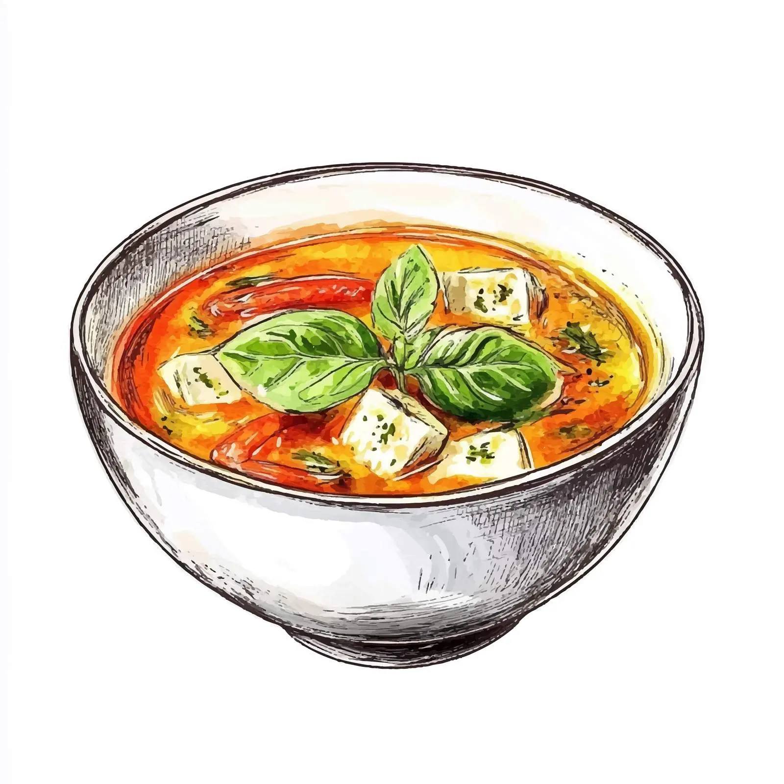 Vibrant Hand-Drawn Greek Fasolata Soup — free download from Dotvec