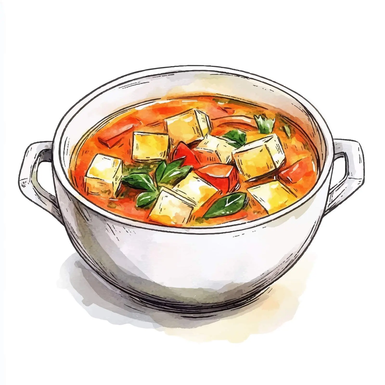 Colorful Hand-Drawn Greek Fasolata Soup — free download from Dotvec