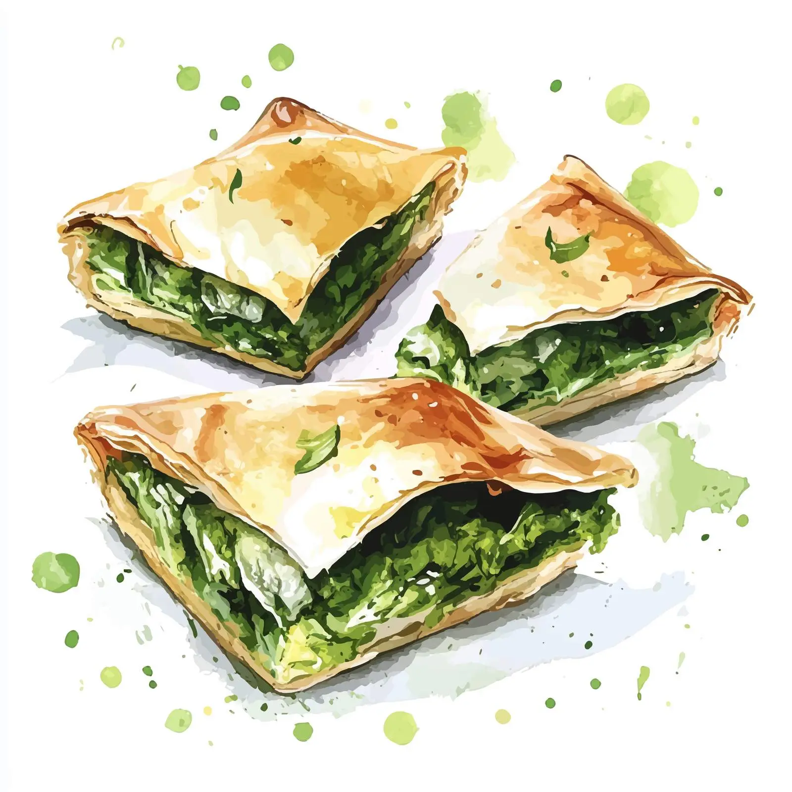 Hand-Drawn Greek Spanakopita Sketch — free download from Dotvec