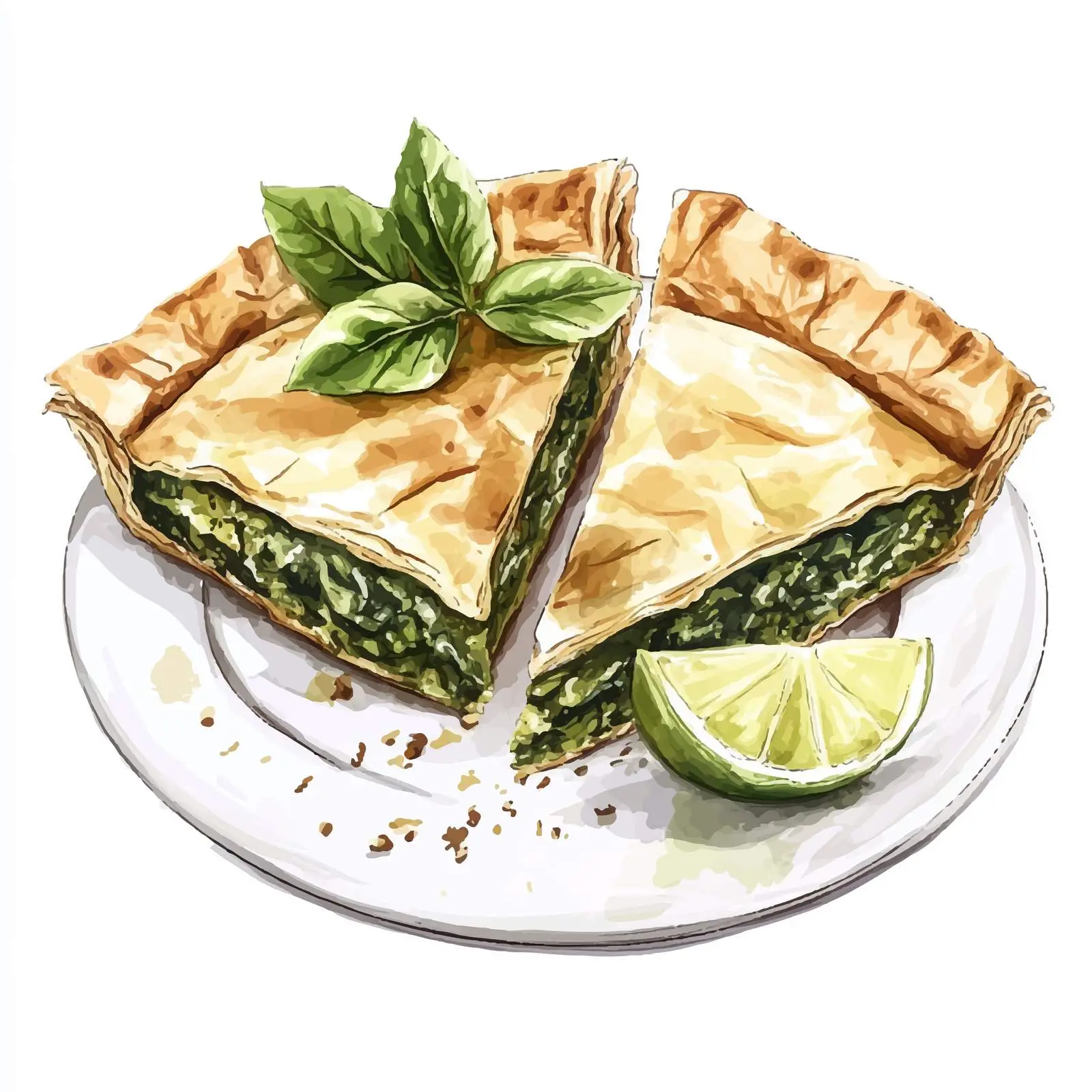 Hand-Drawn Greek Spanakopita Sketch — free download from Dotvec