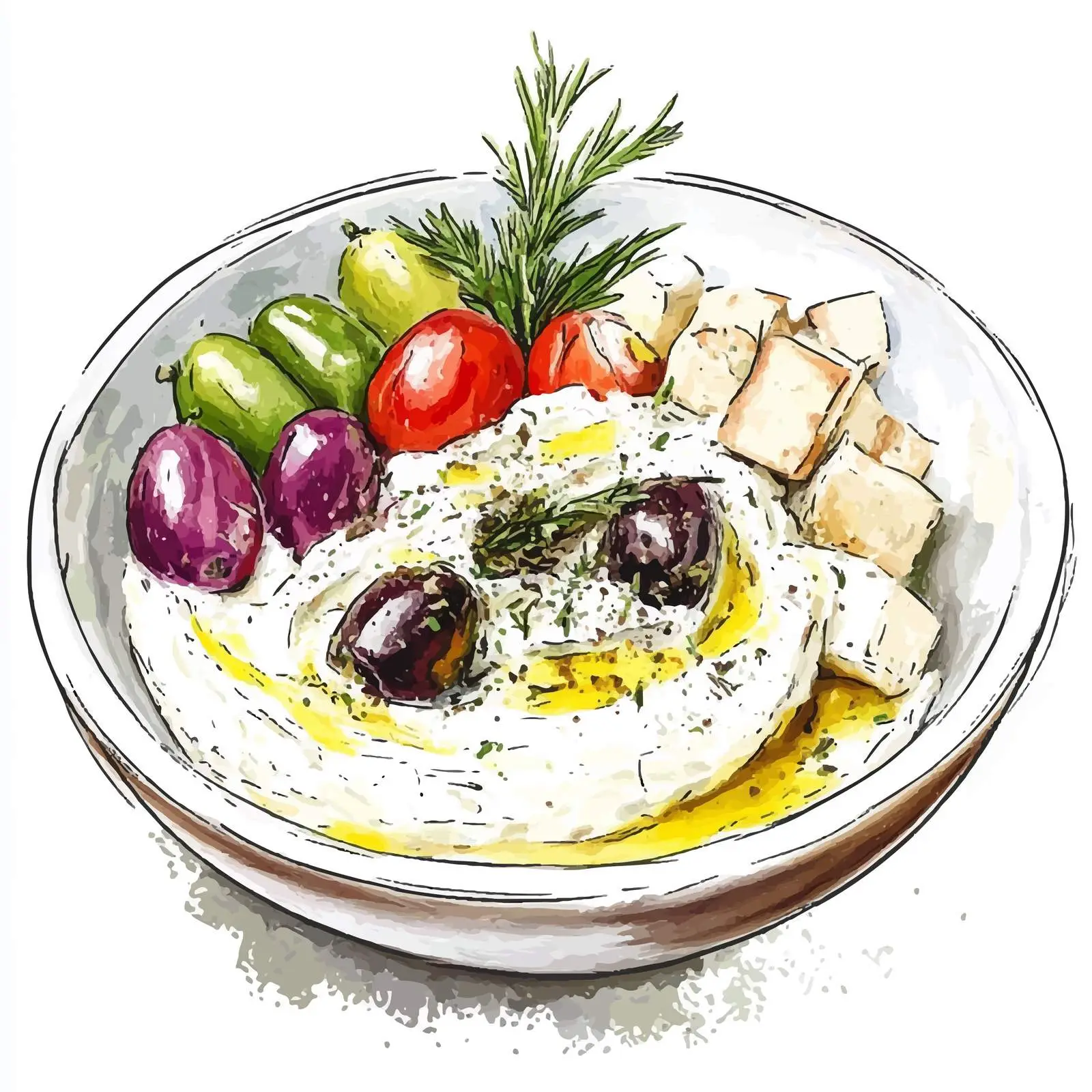 Colorful Hand-Drawn Greek Taramosalata — free download from Dotvec