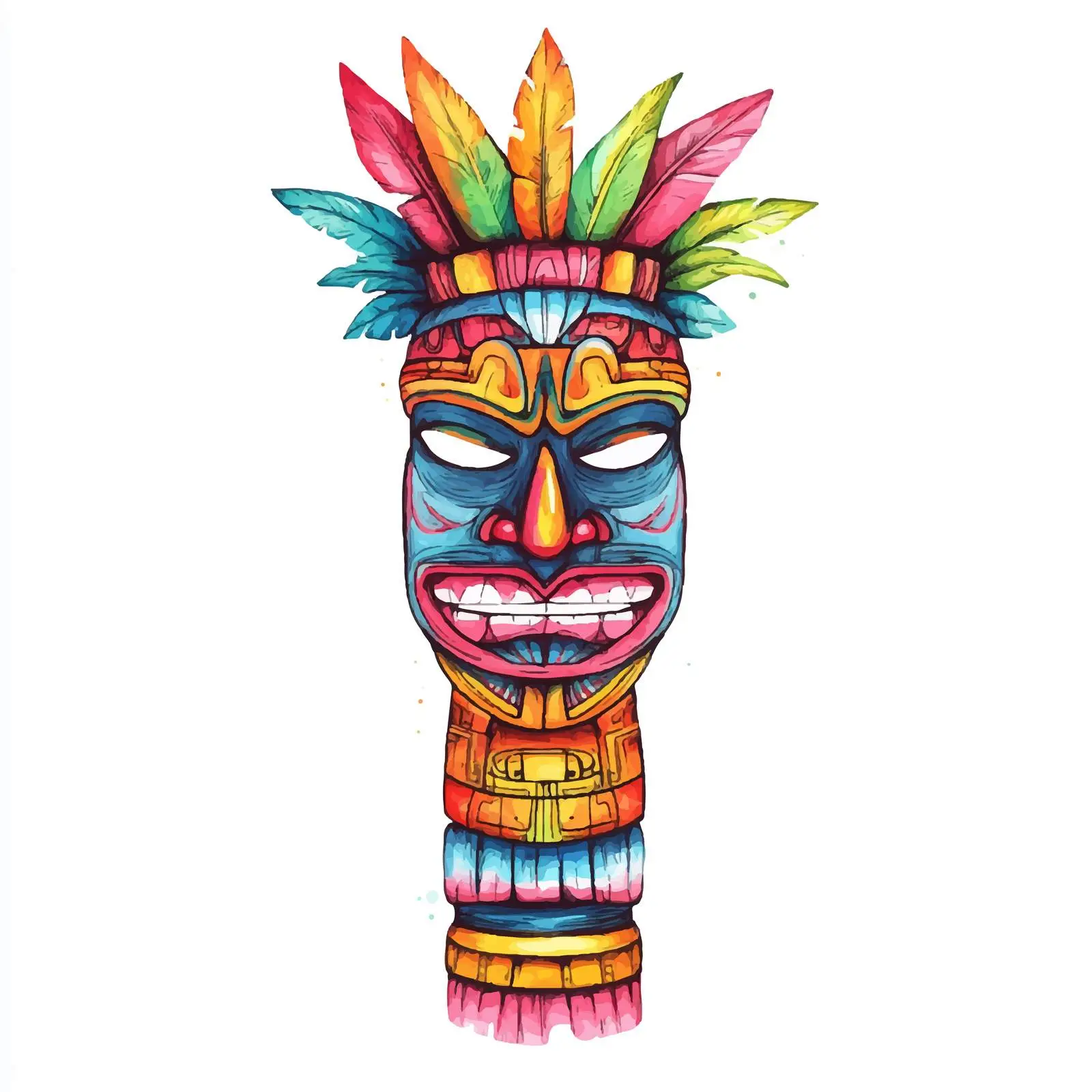 Hawaii Tribal Totem Watercolor Sketch — free download from Dotvec
