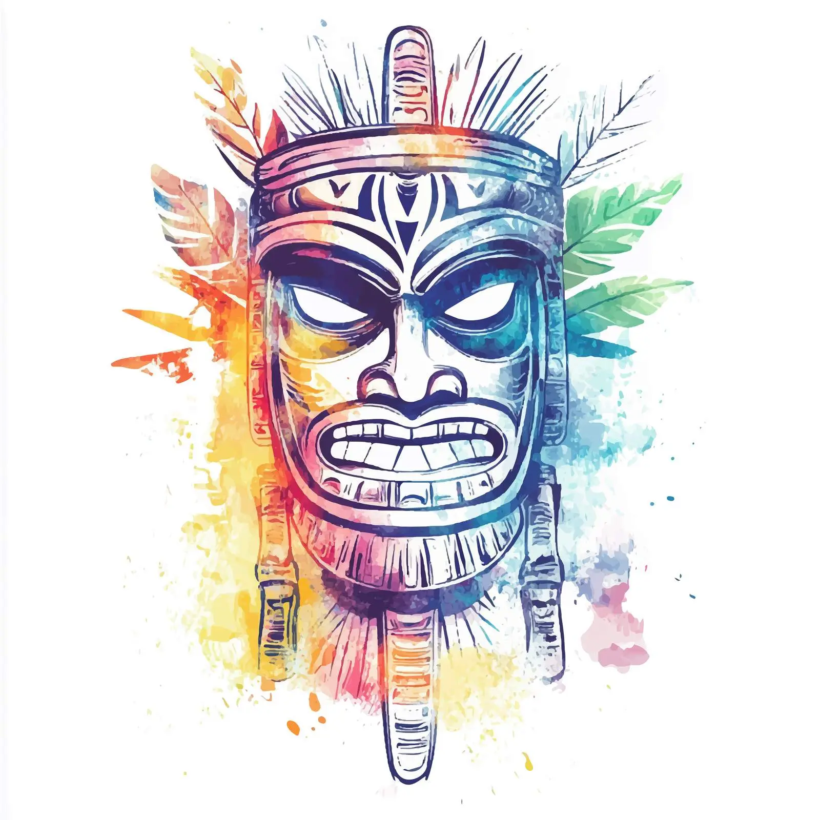 Hawaii Tribal Totem Watercolor Sketch — free download from Dotvec