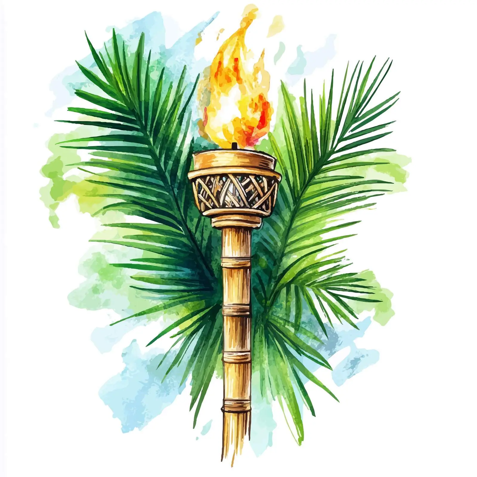 Hawaiian Bamboo Watercolor Sketch — free download from Dotvec