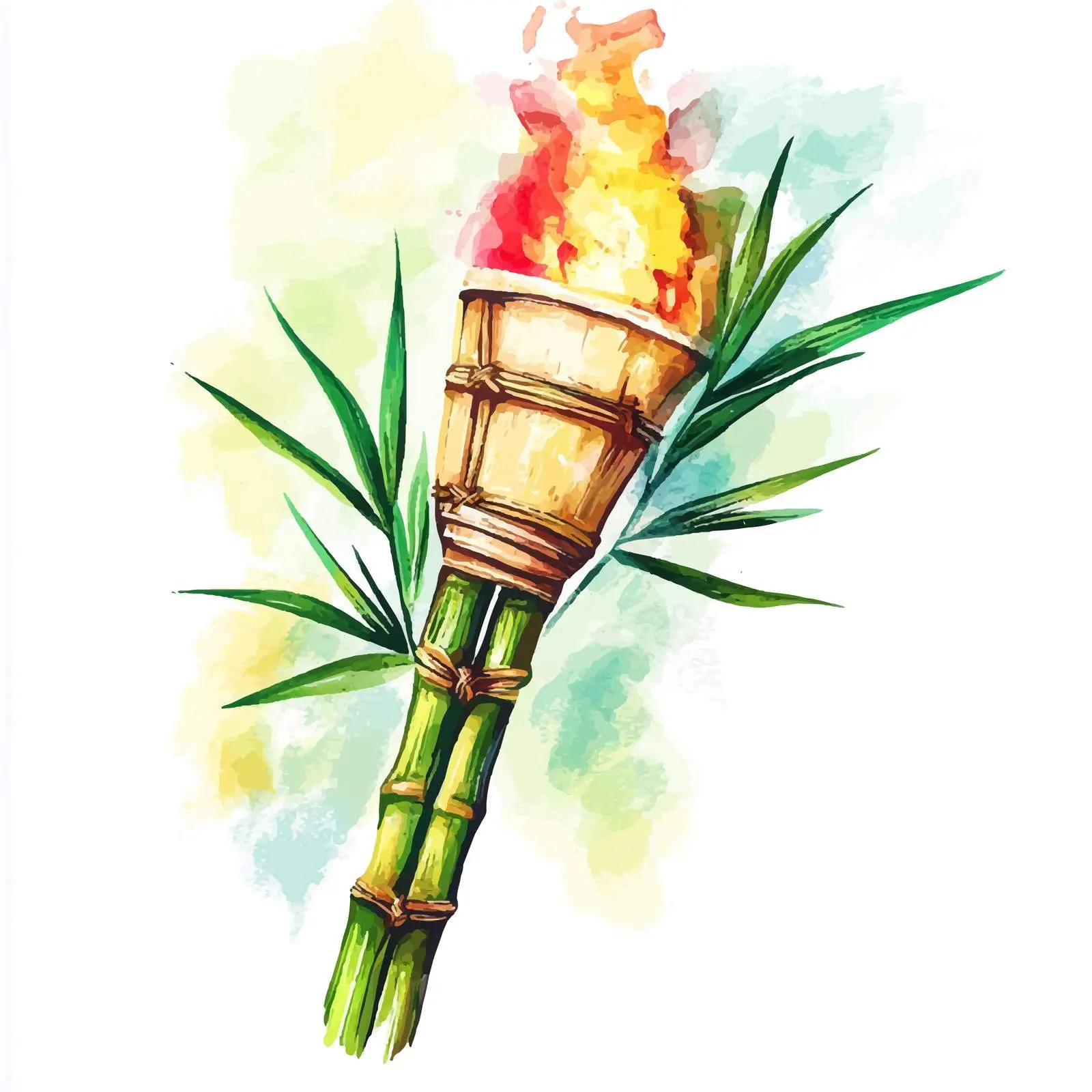 Hawaiian Bamboo Watercolor Sketch — free download from Dotvec