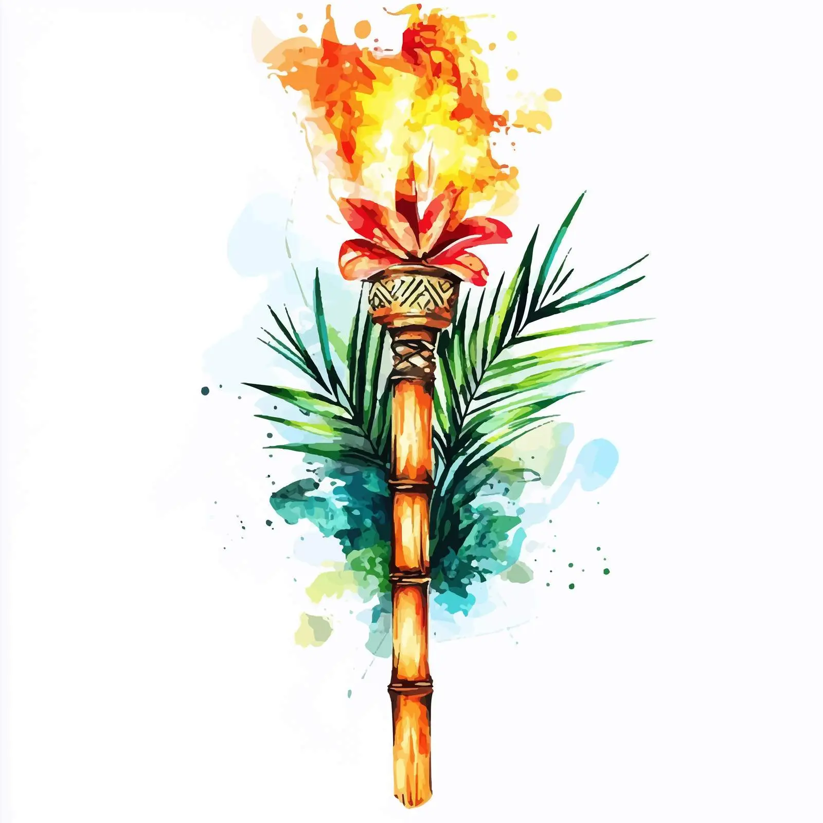 Hand-Drawn Hawaiian Bamboo Watercolor — free download from Dotvec