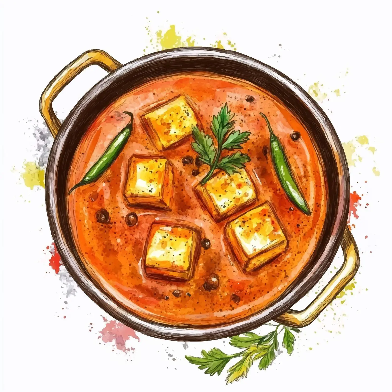 Hand-Drawn Indian Paneer Butter Sketch — free download from Dotvec