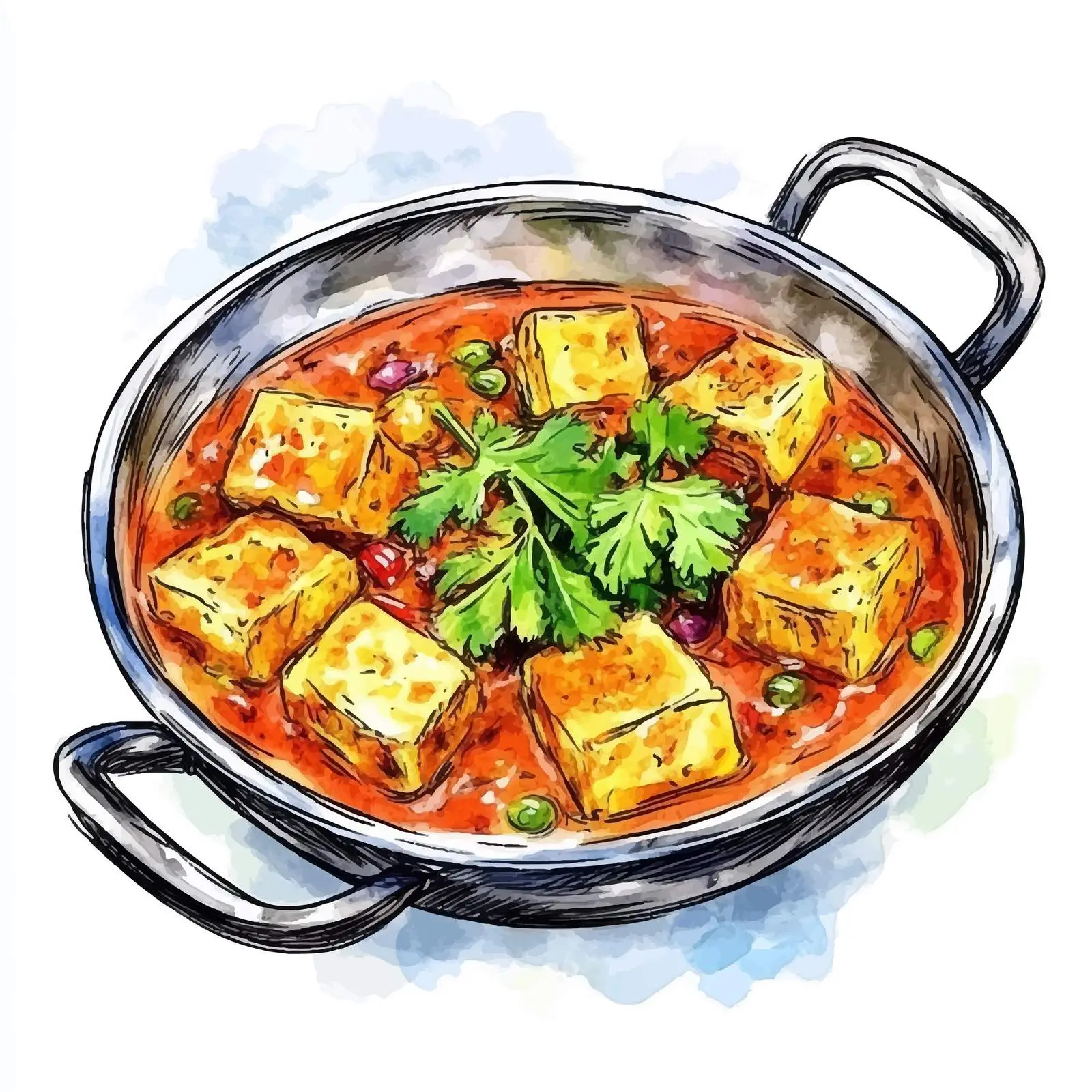 Hand-Drawn Indian Paneer Butter Sketch – free indian food image from Dotvec