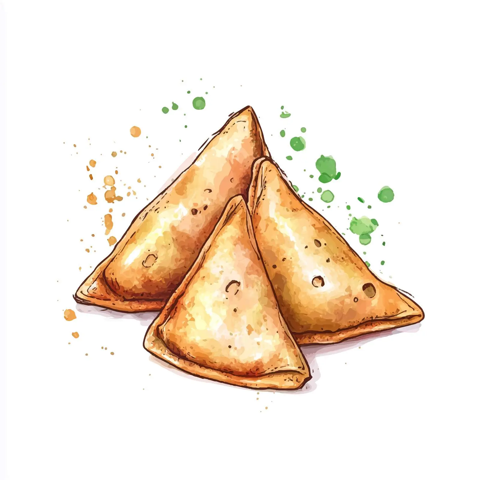 Vibrant Hand-Drawn Indian Samosa Sketch — free download from Dotvec