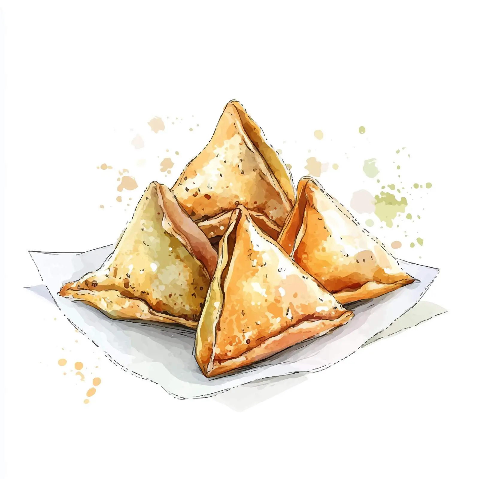 Colorful Hand-Drawn Indian Samosa — free download from Dotvec