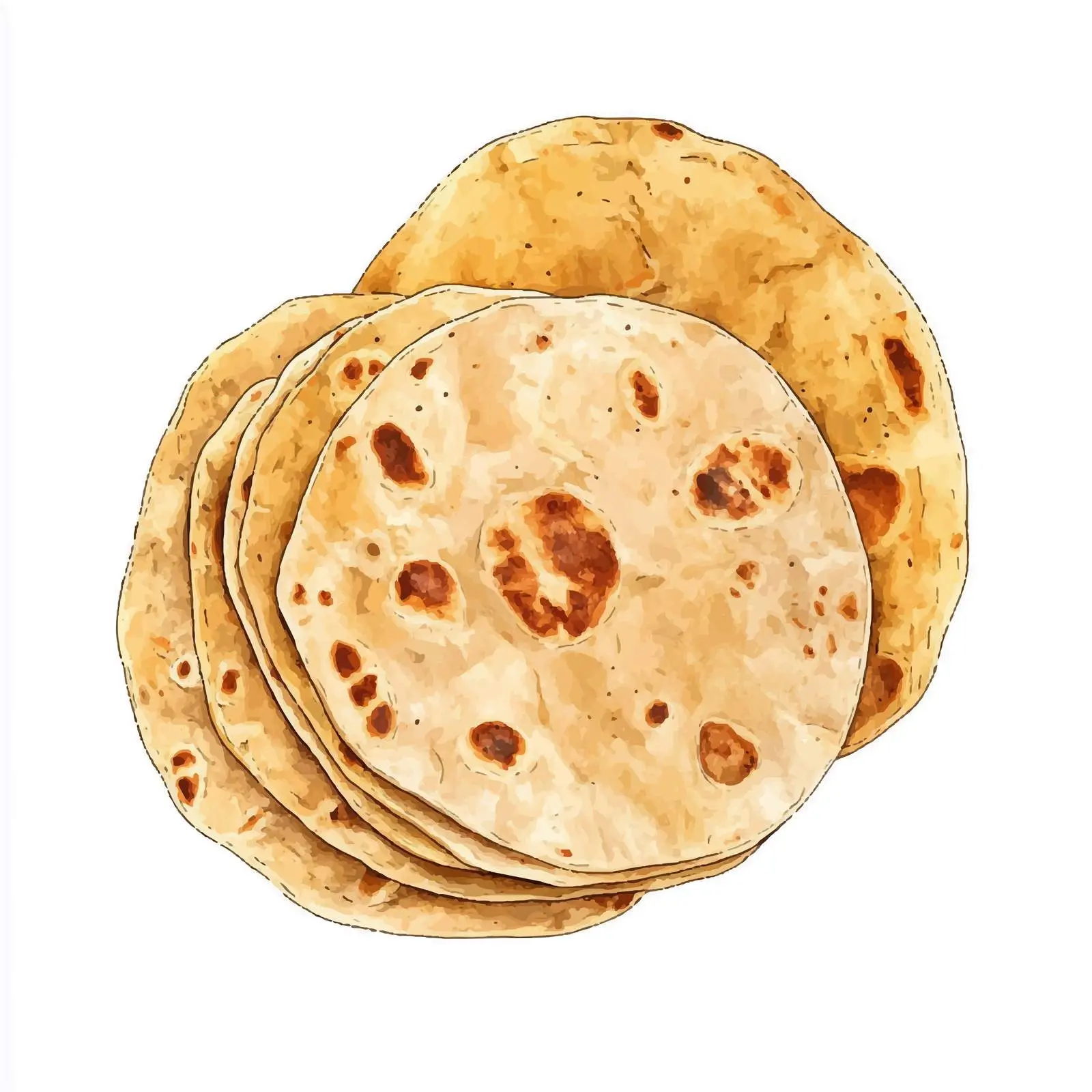 Hand-Drawn Indian Tortillas Watercolor — free download from Dotvec
