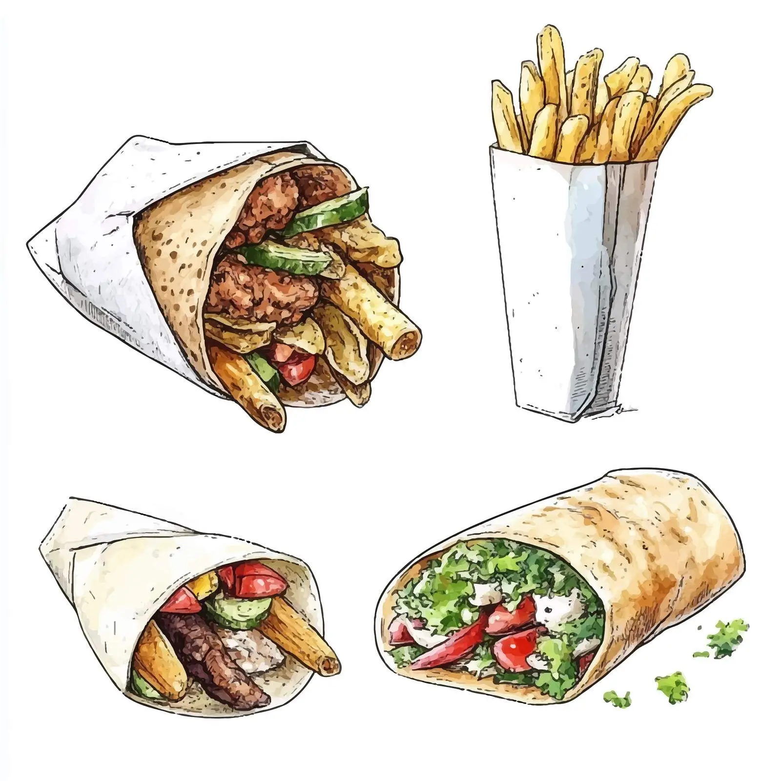 Colorful Hand-Drawn Junk Food Sketch — free download from Dotvec