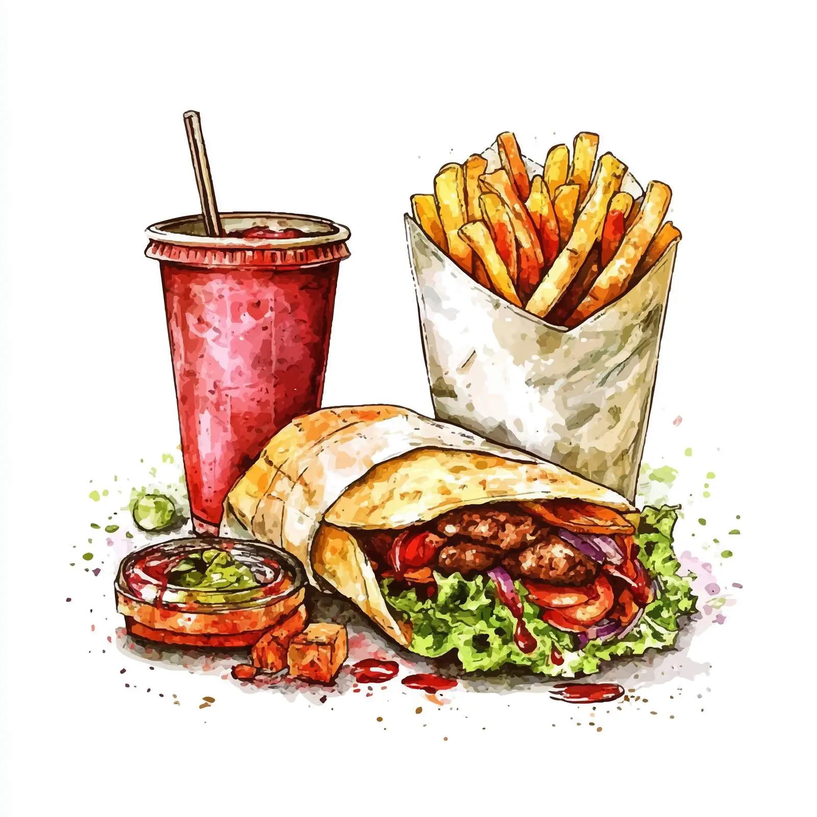 Colorful Hand-Drawn Junk Food Sketch — free download from Dotvec