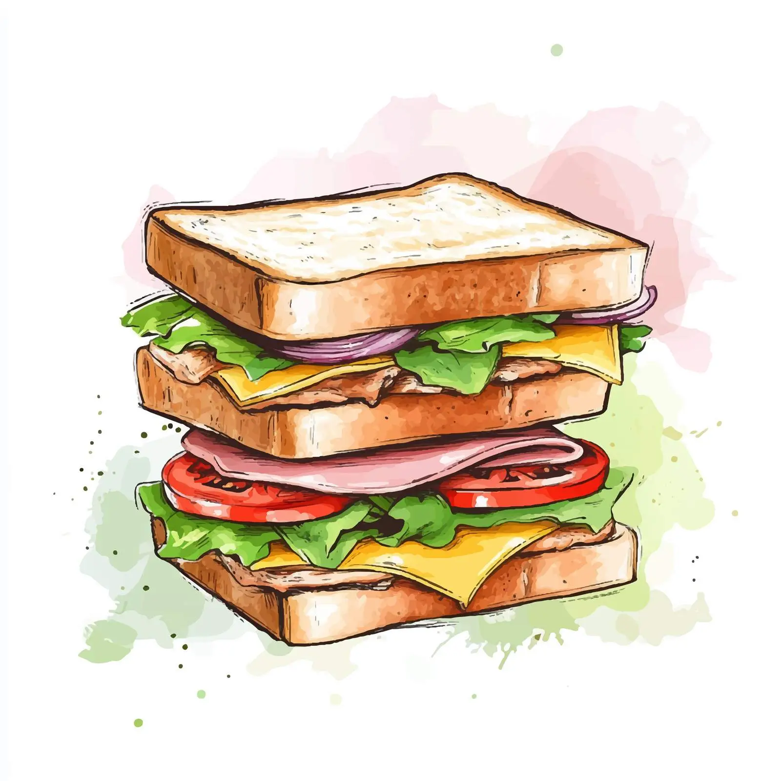 Hand-Drawn Junk Food Watercolor Sketch — free download from Dotvec
