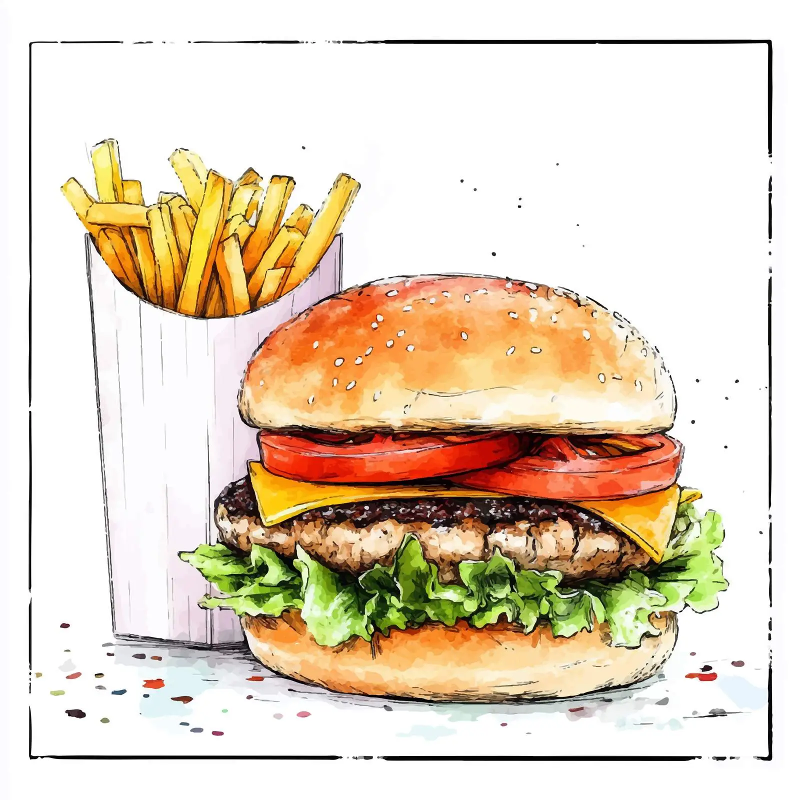 Hand-Drawn Colorful Junk Food Sketch — free download from Dotvec