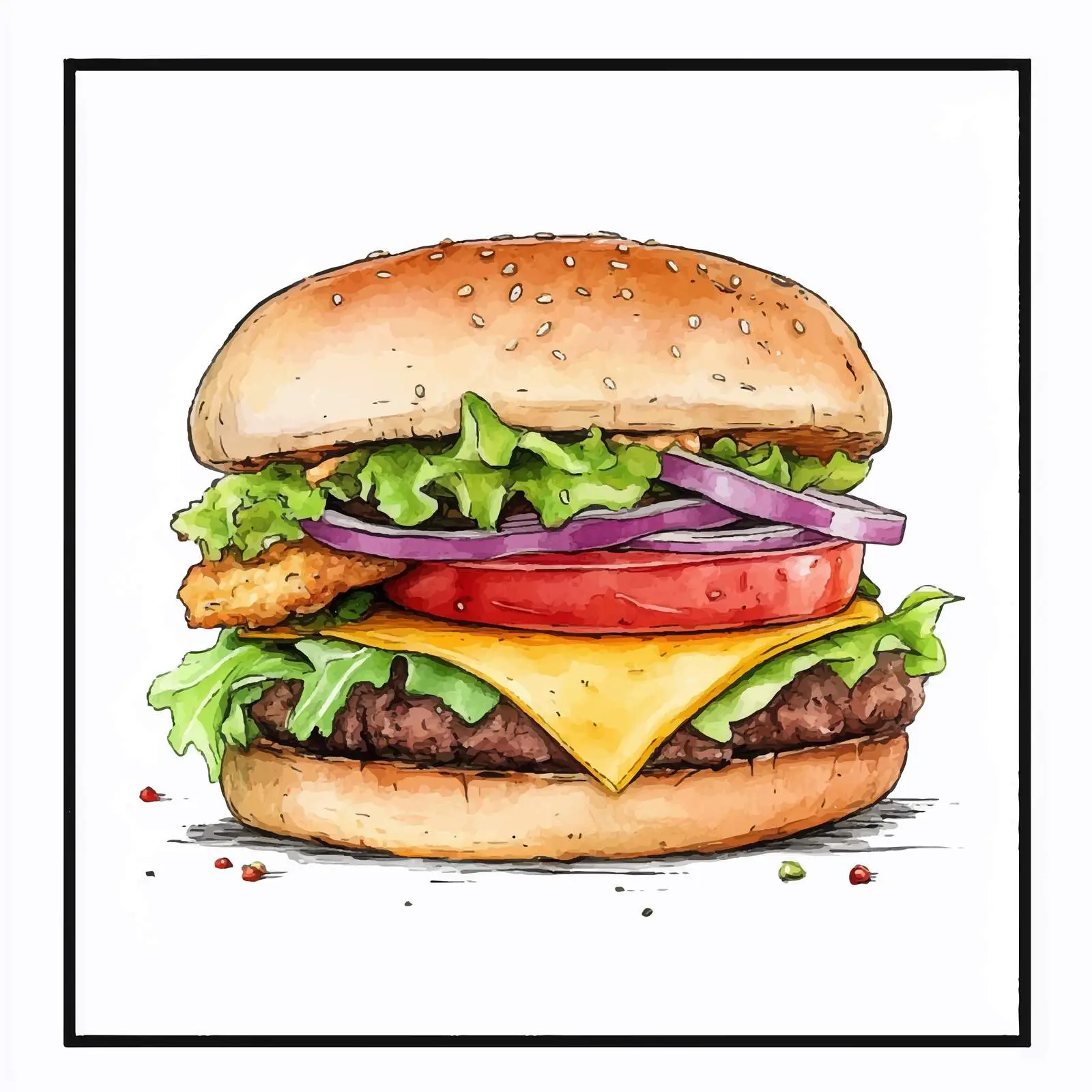 Hand-Drawn Junk Food Watercolor Sketch — free download from Dotvec