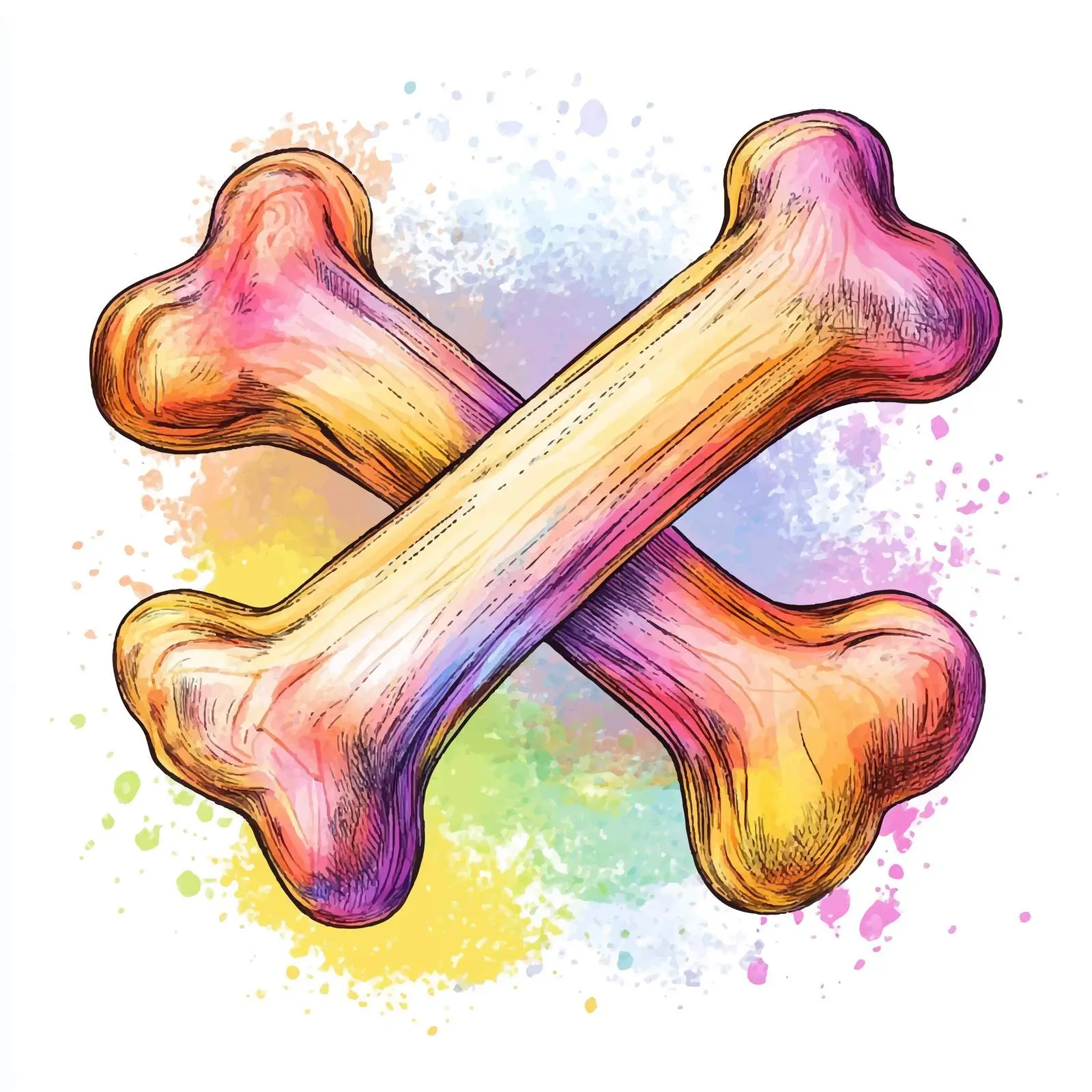 Colorful Hand-Drawn Dog Bone Sketch — free download from Dotvec