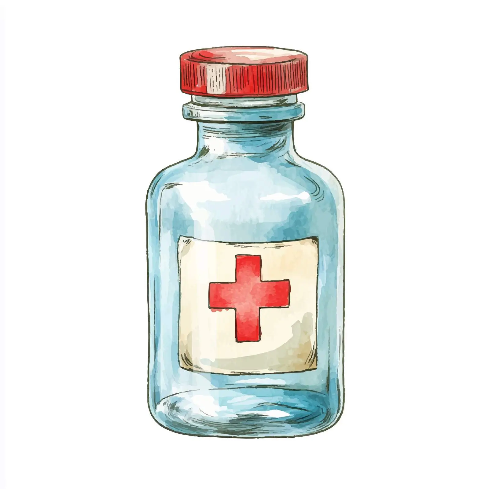 Hand-Drawn Medical Glass Bottle Illustration — free download from Dotvec
