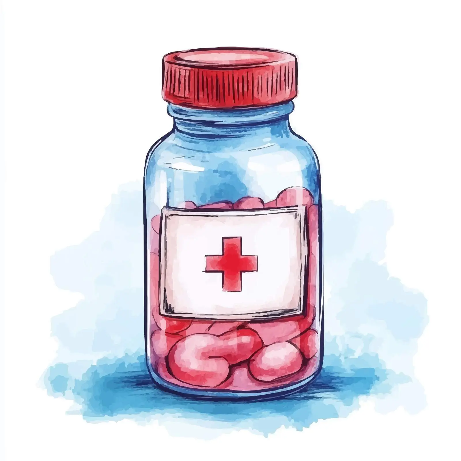 Vibrant Hand-Drawn Medical Glass Bottle — free download from Dotvec