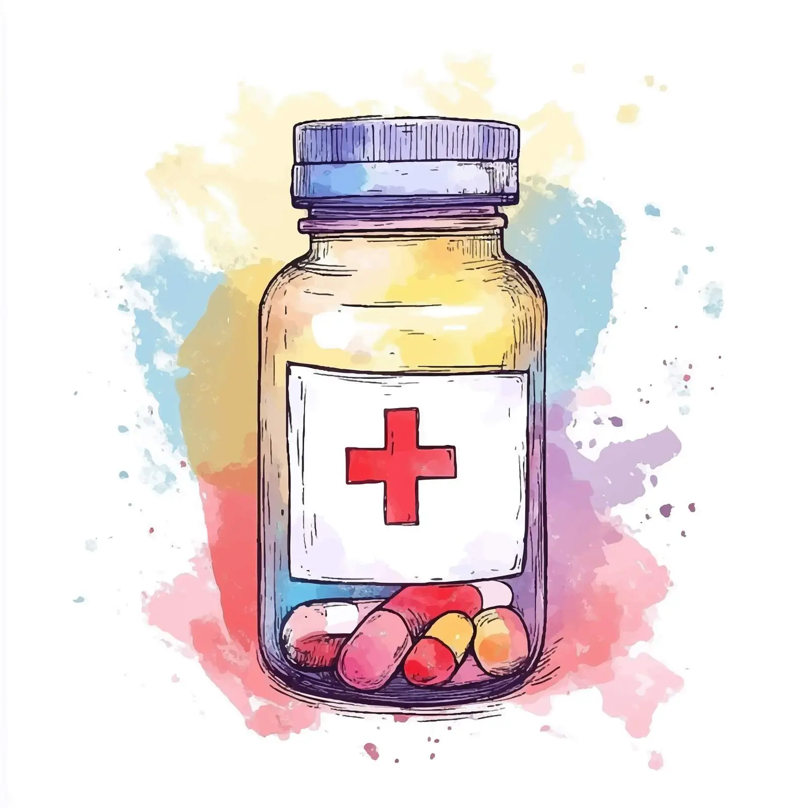 Hand-Drawn Medical Glass Bottle Sketch — free download from Dotvec