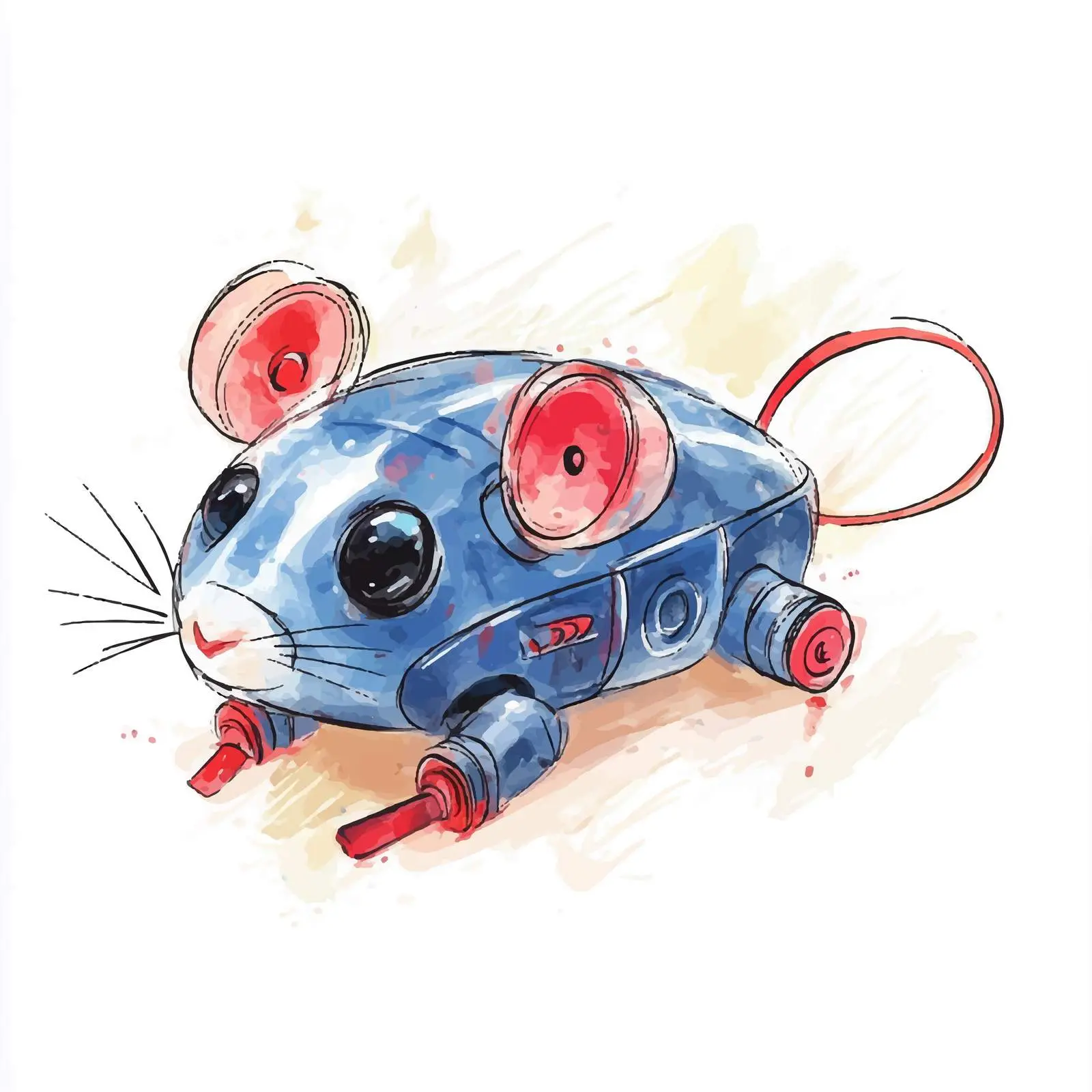 Colorful Hand-Drawn Robotic Cat Mouse — free download from Dotvec